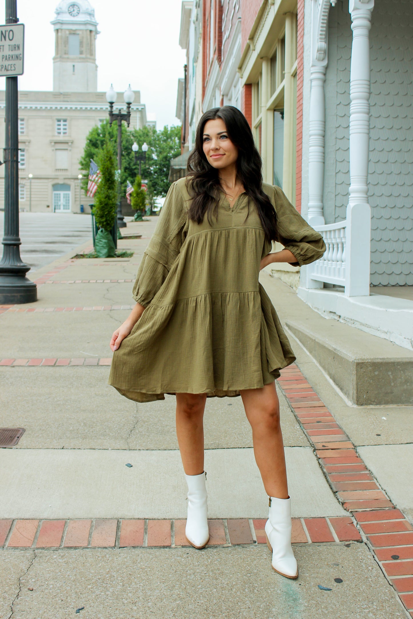 Ally Tiered Dress - Olive