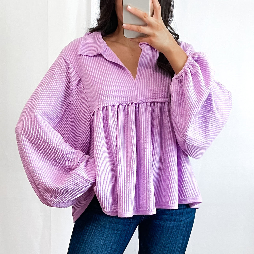 Lilac Pleated Top