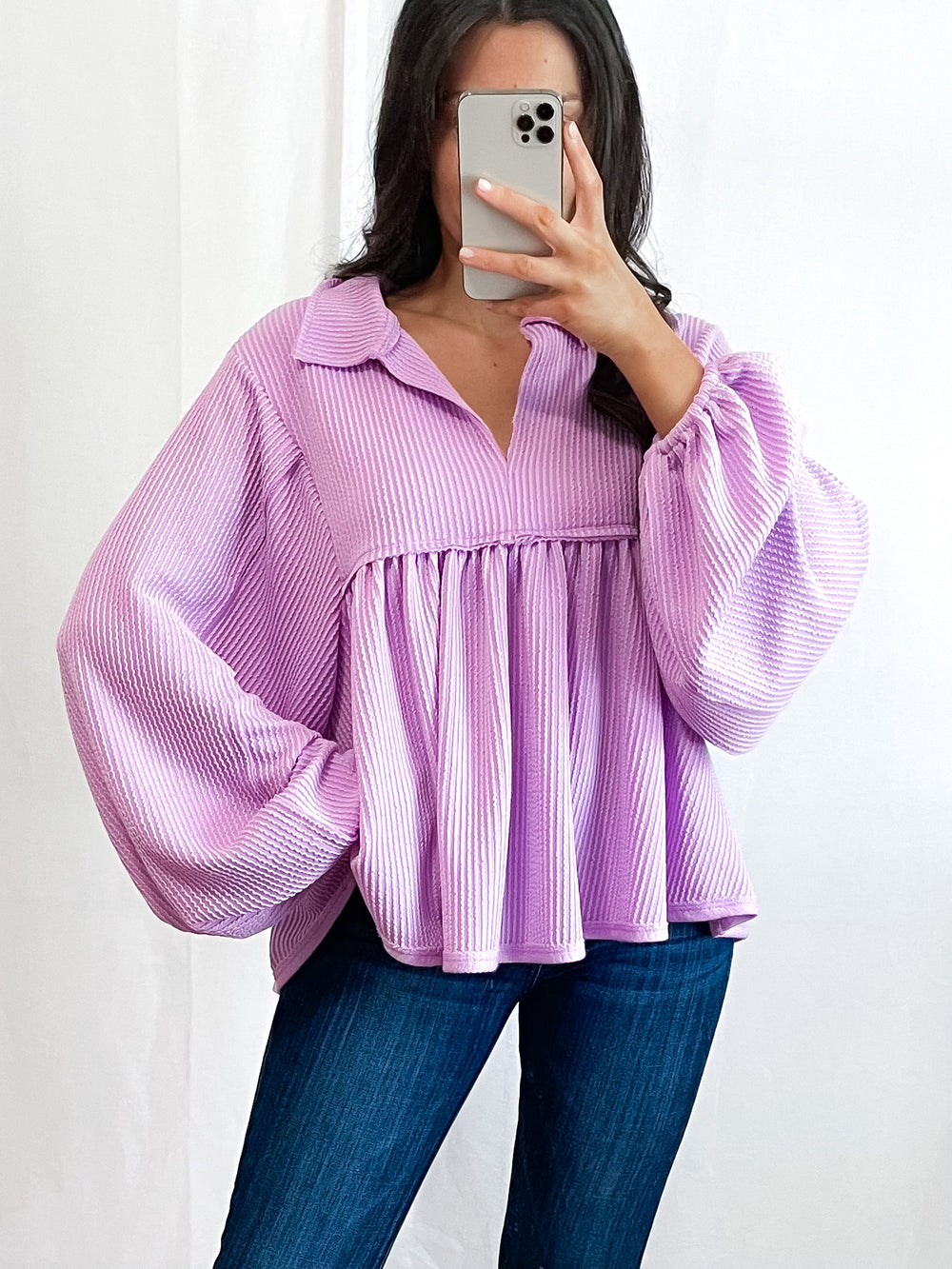 Lilac Pleated Top