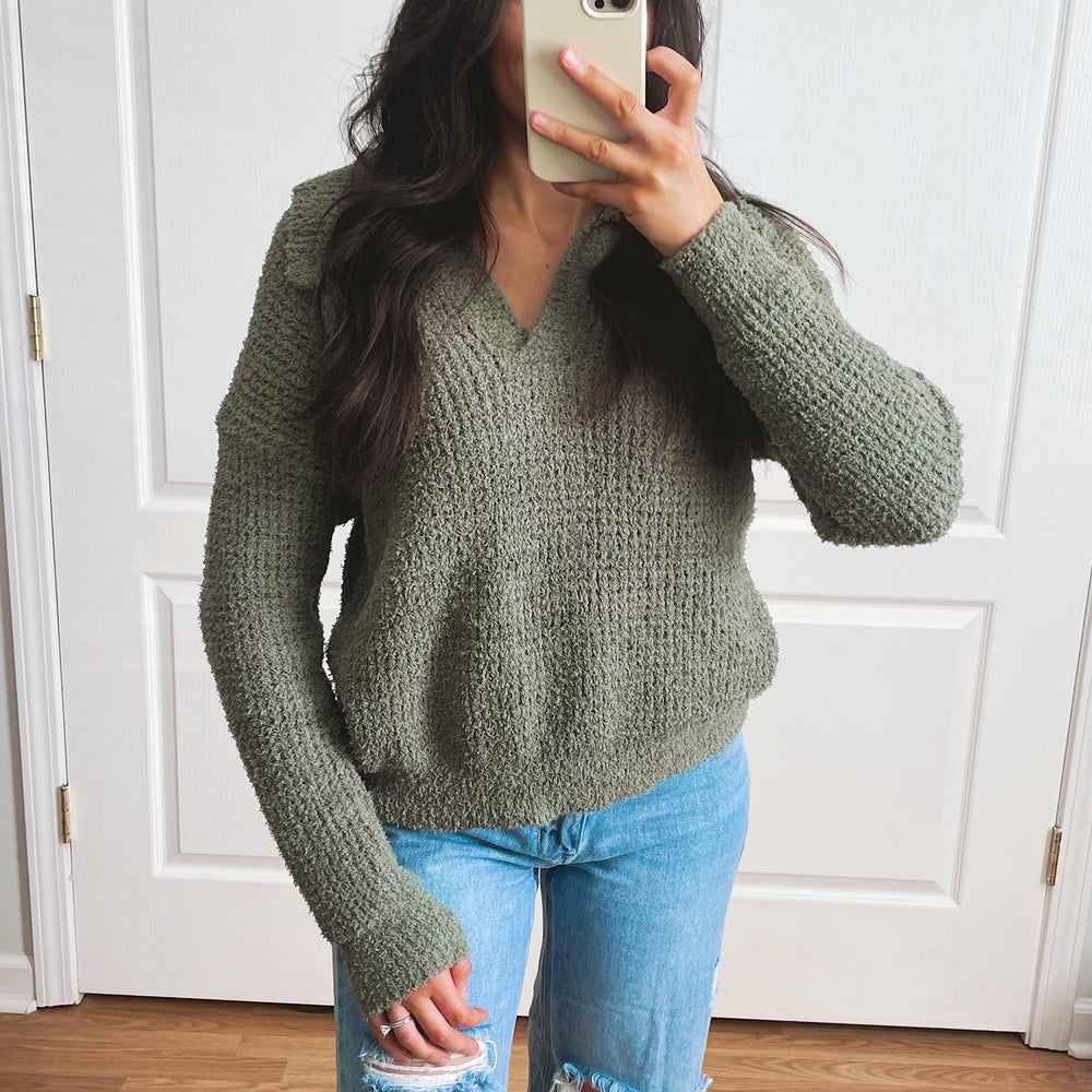 Hollis Collared Sweater - Olive