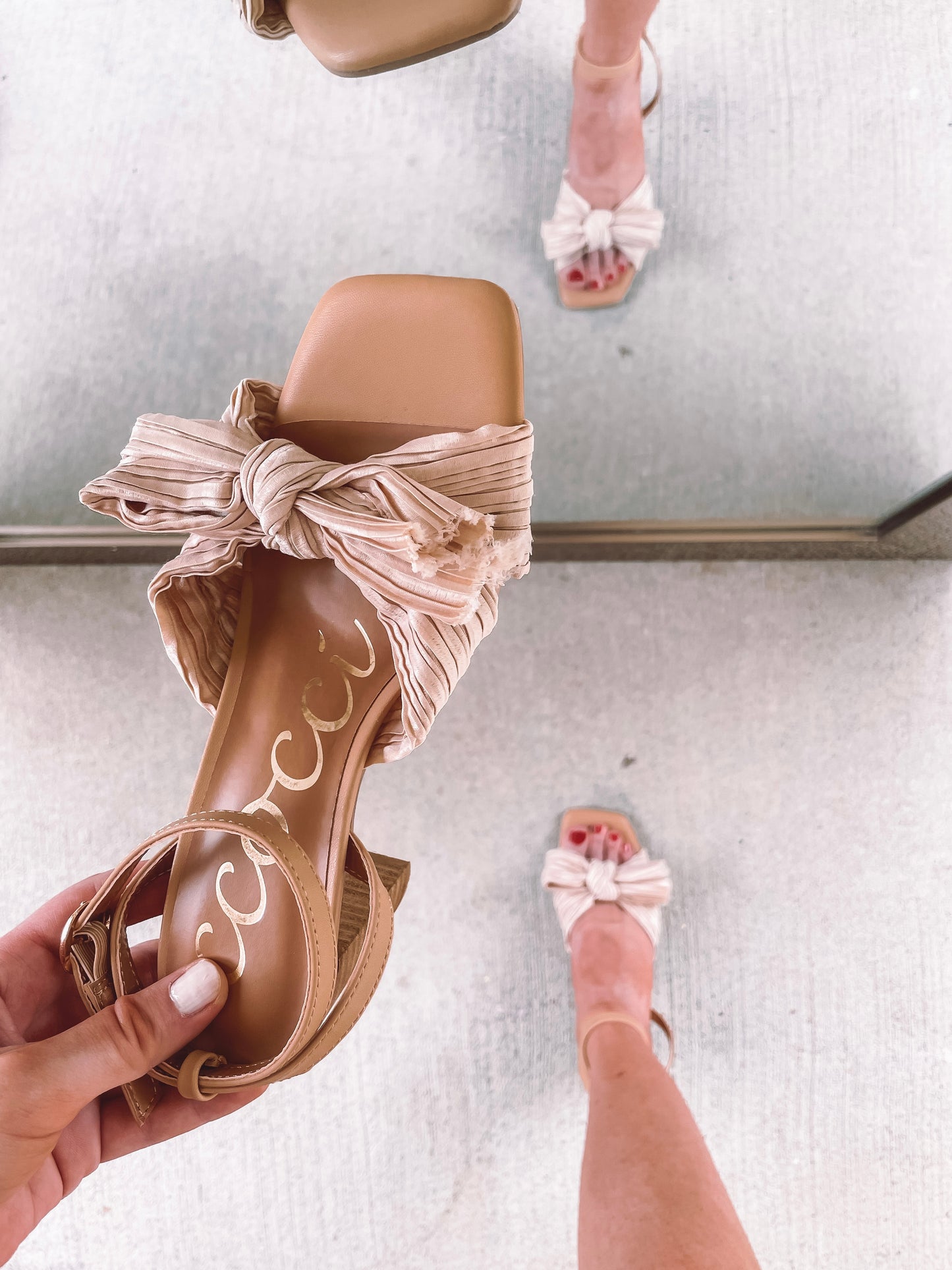 Cara Pleated Bow Heels - Taupe