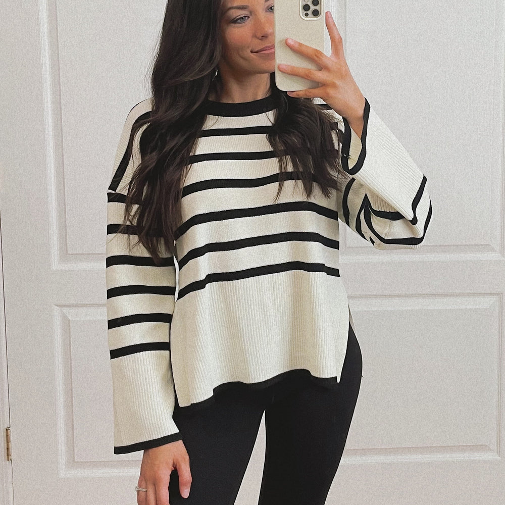 Harvey Striped Sweater - Ivory/Black