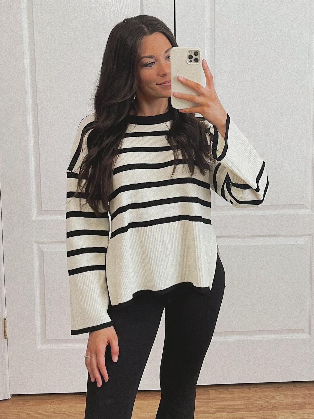 Harvey Striped Sweater - Ivory/Black