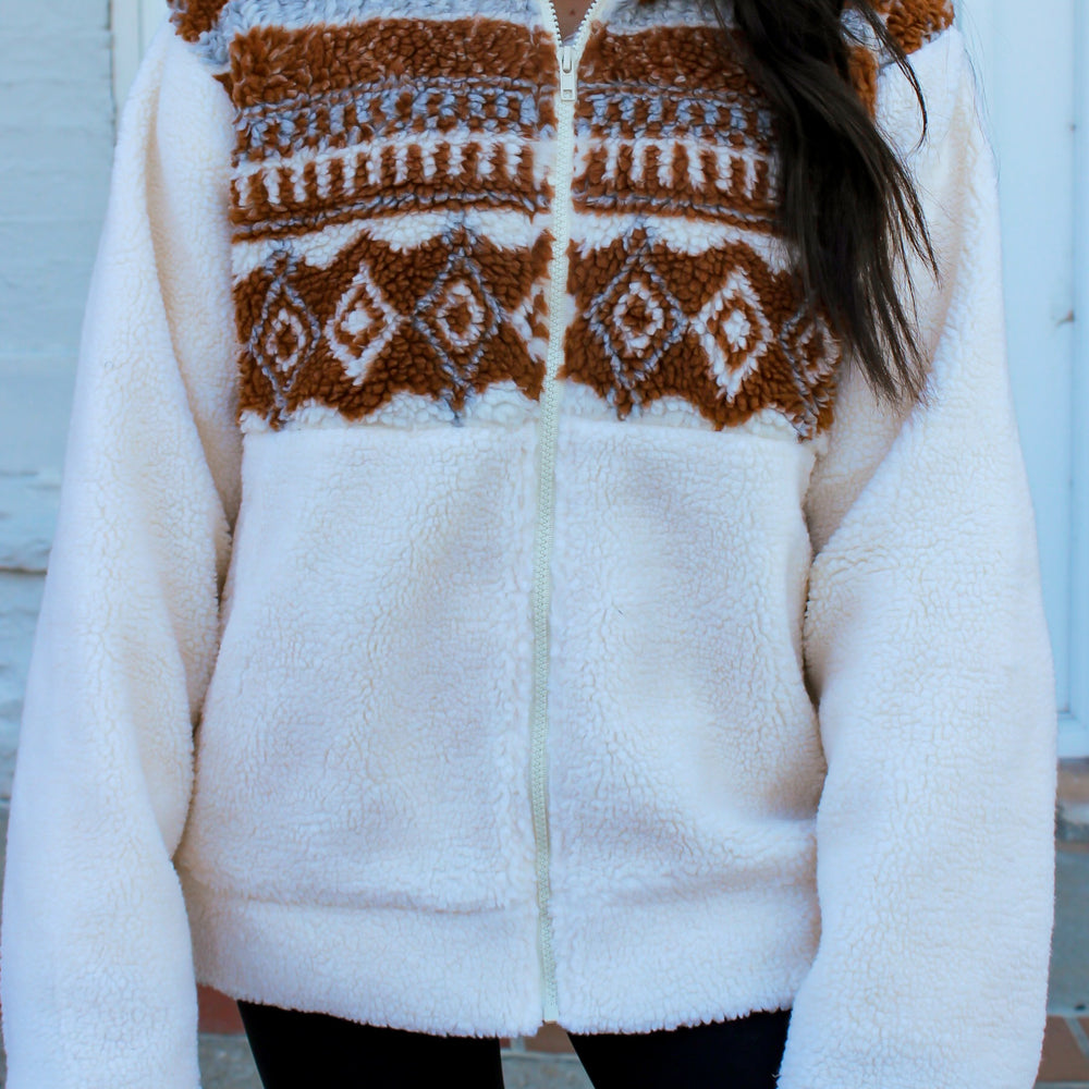 
                      
                        Aztec Print Sherpa Jacket
                      
                    