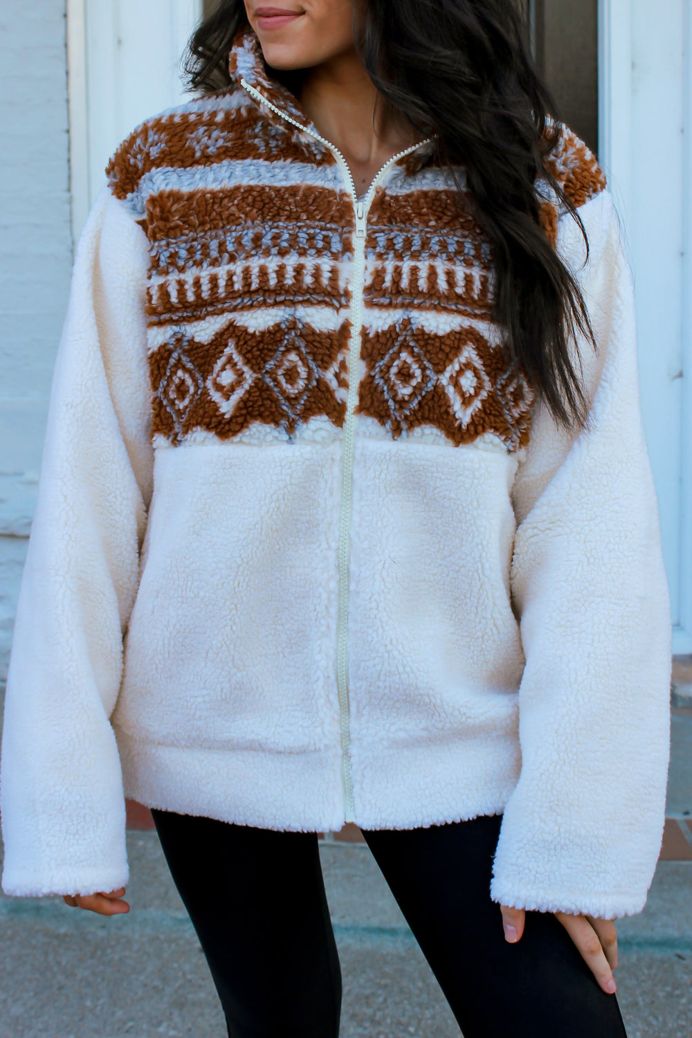 Aztec Print Sherpa Jacket