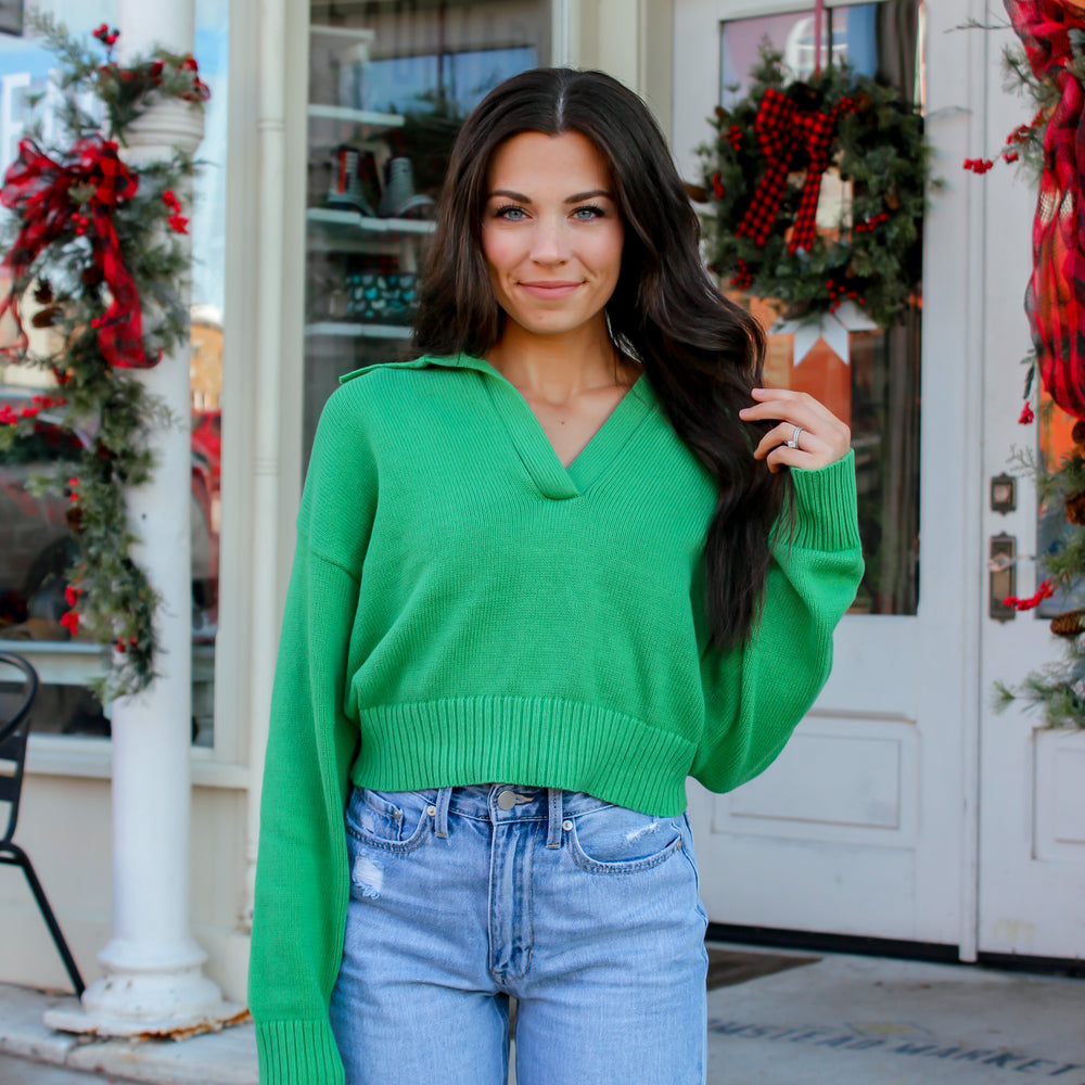 Austin Collared Sweater - Green