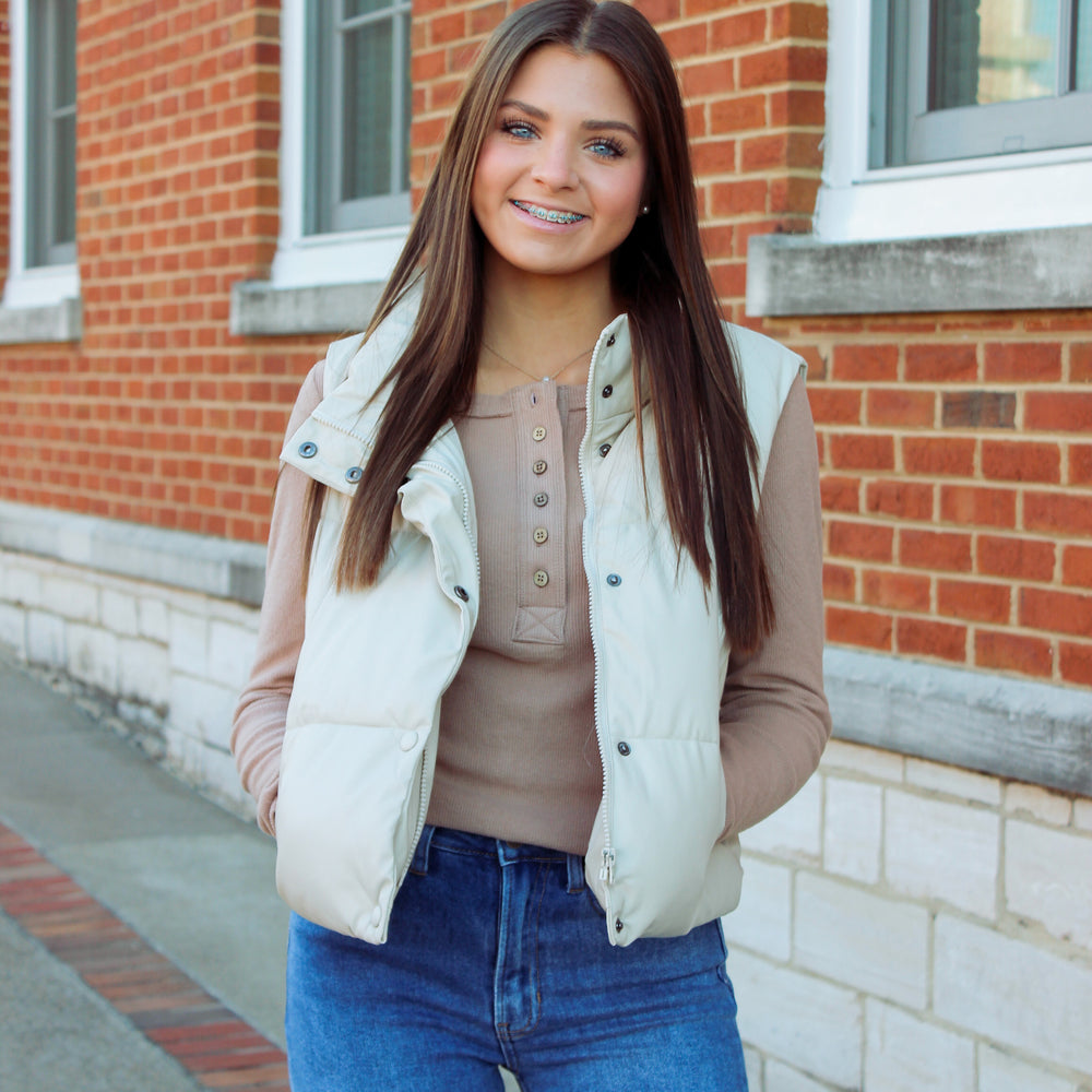 
                      
                        Ribbed Button Down Top - Mocha
                      
                    