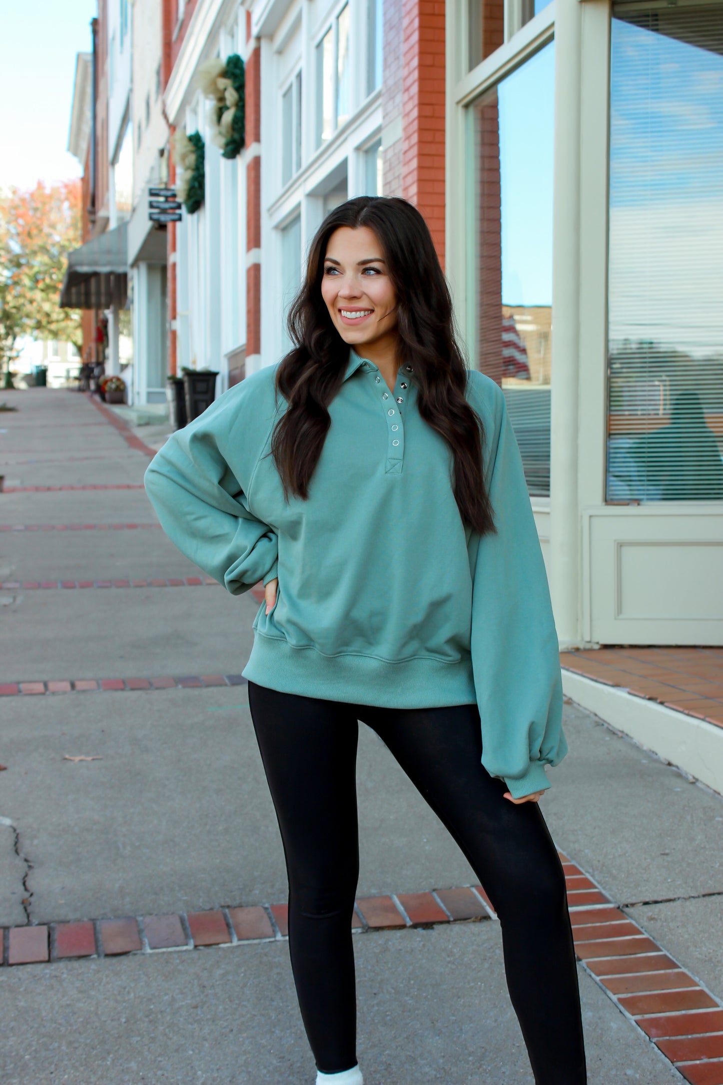 Sage Quarter Snap Pullover