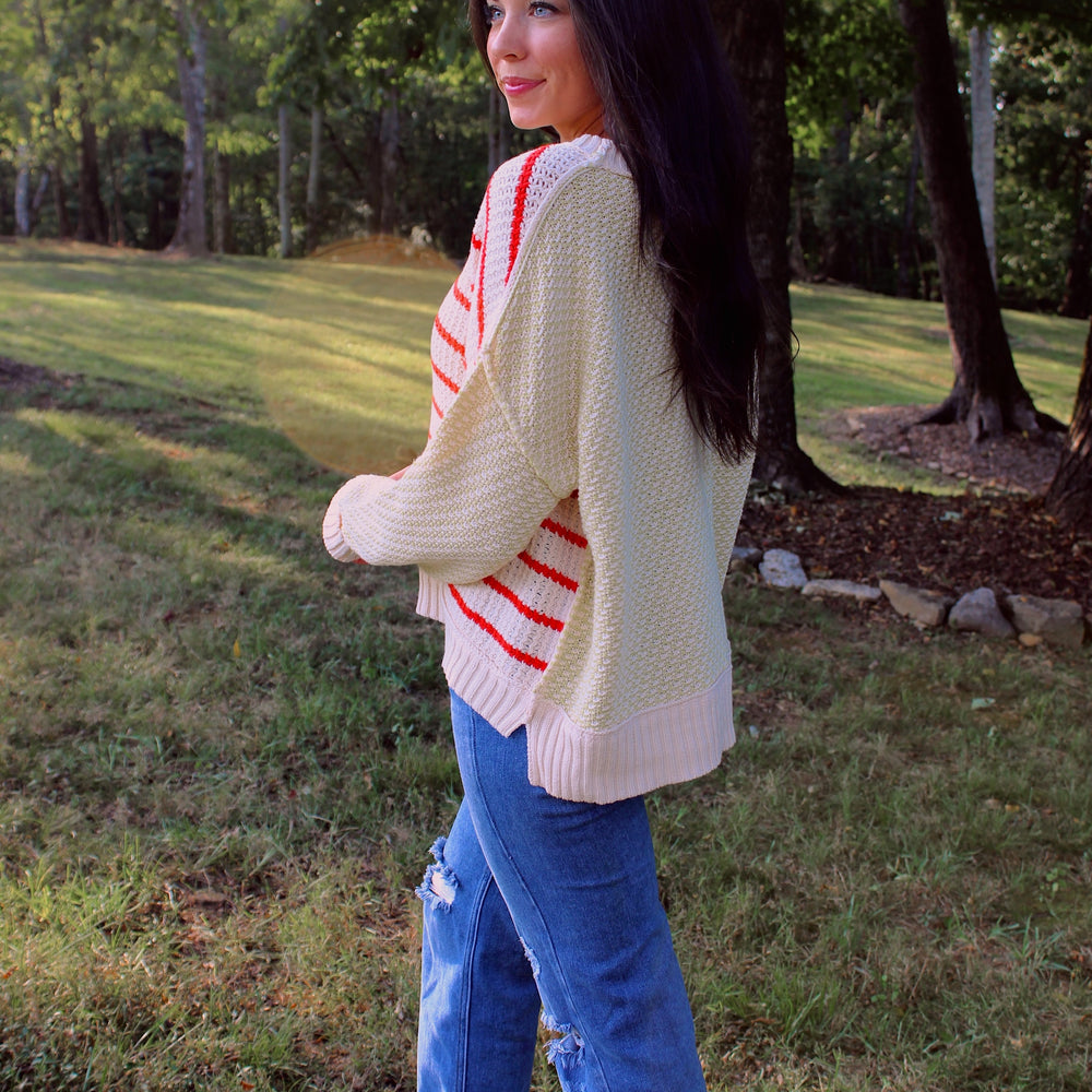 Lila Striped Cable Knit Sweater