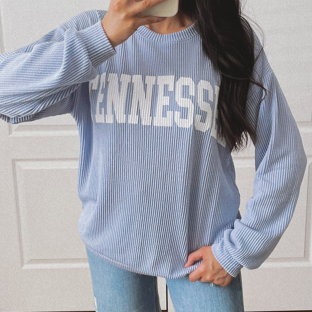 Tennessee Ribbed Crewneck - Oxford Blue