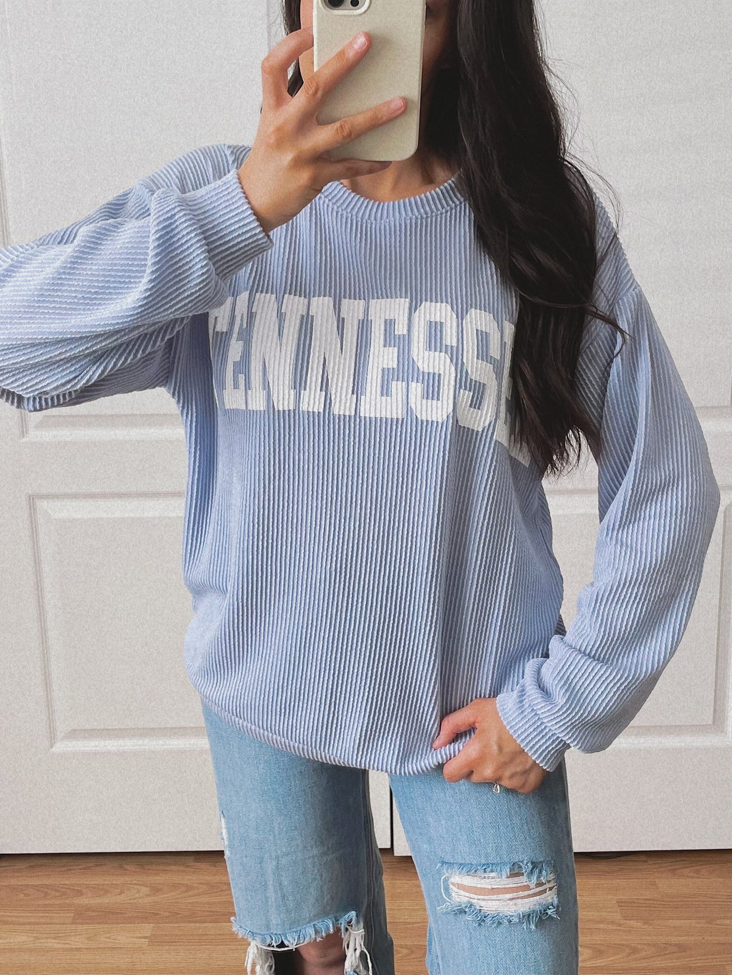 Tennessee Ribbed Crewneck - Oxford Blue