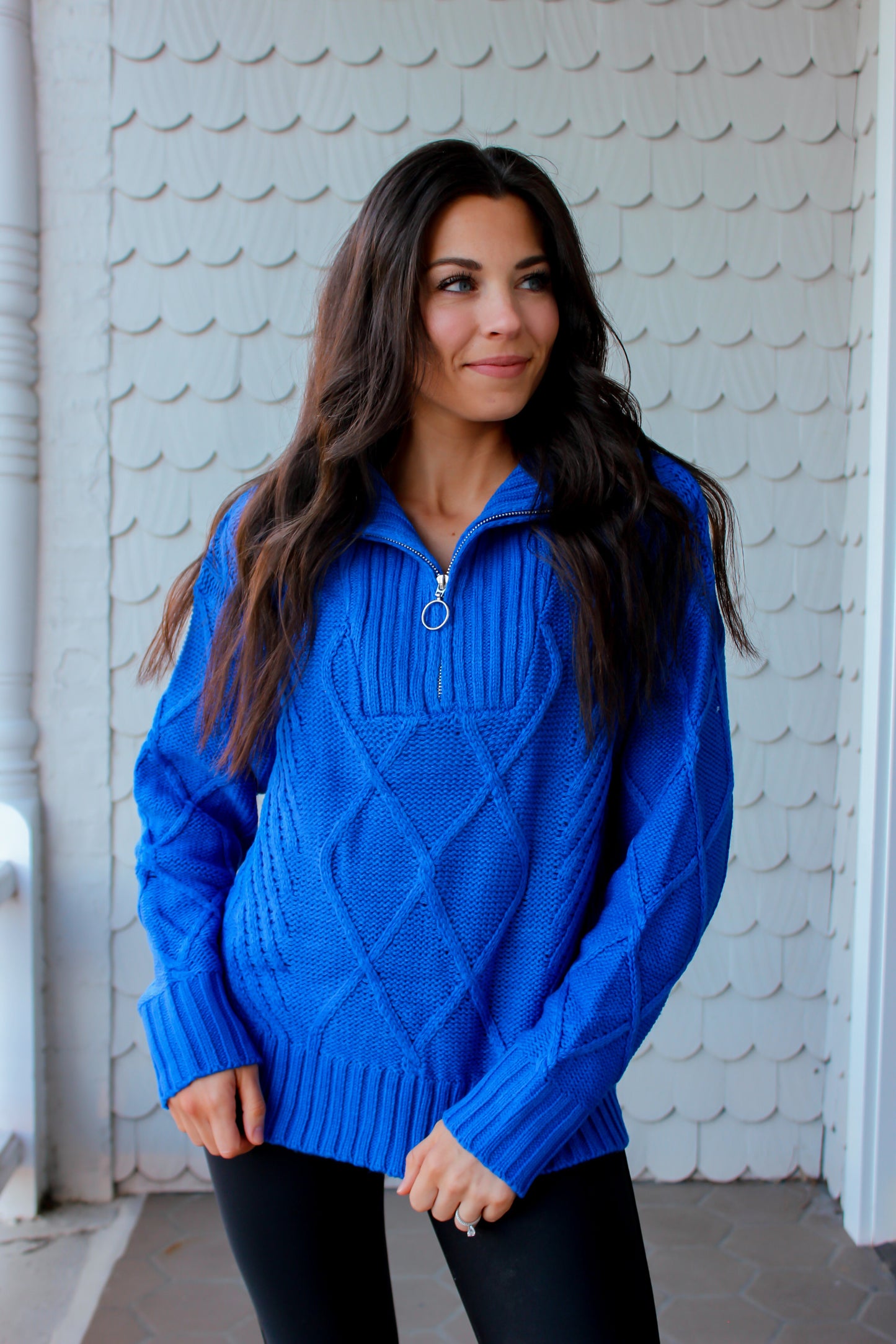 Royal Blue Quarter Zip Sweater