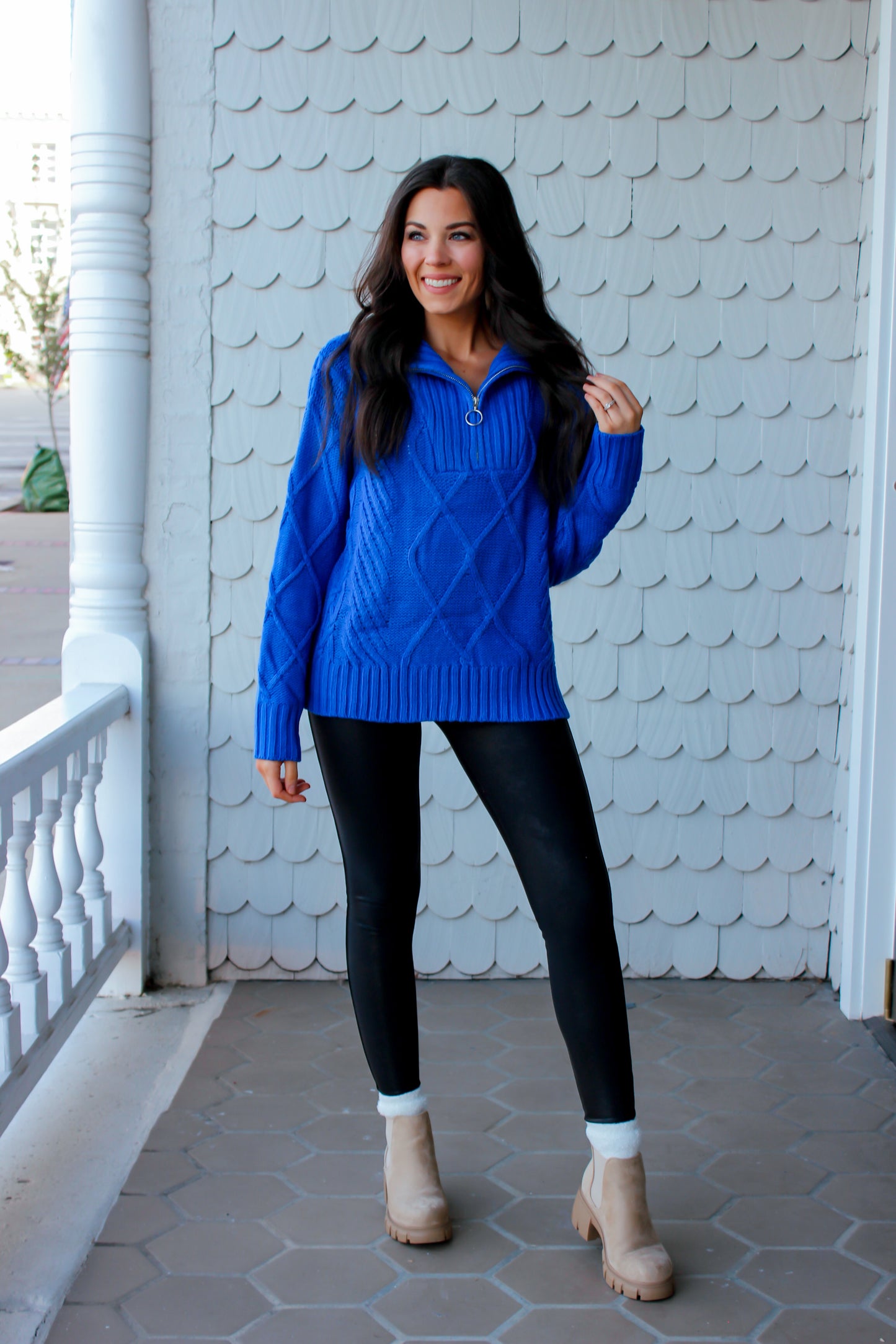 Royal Blue Quarter Zip Sweater