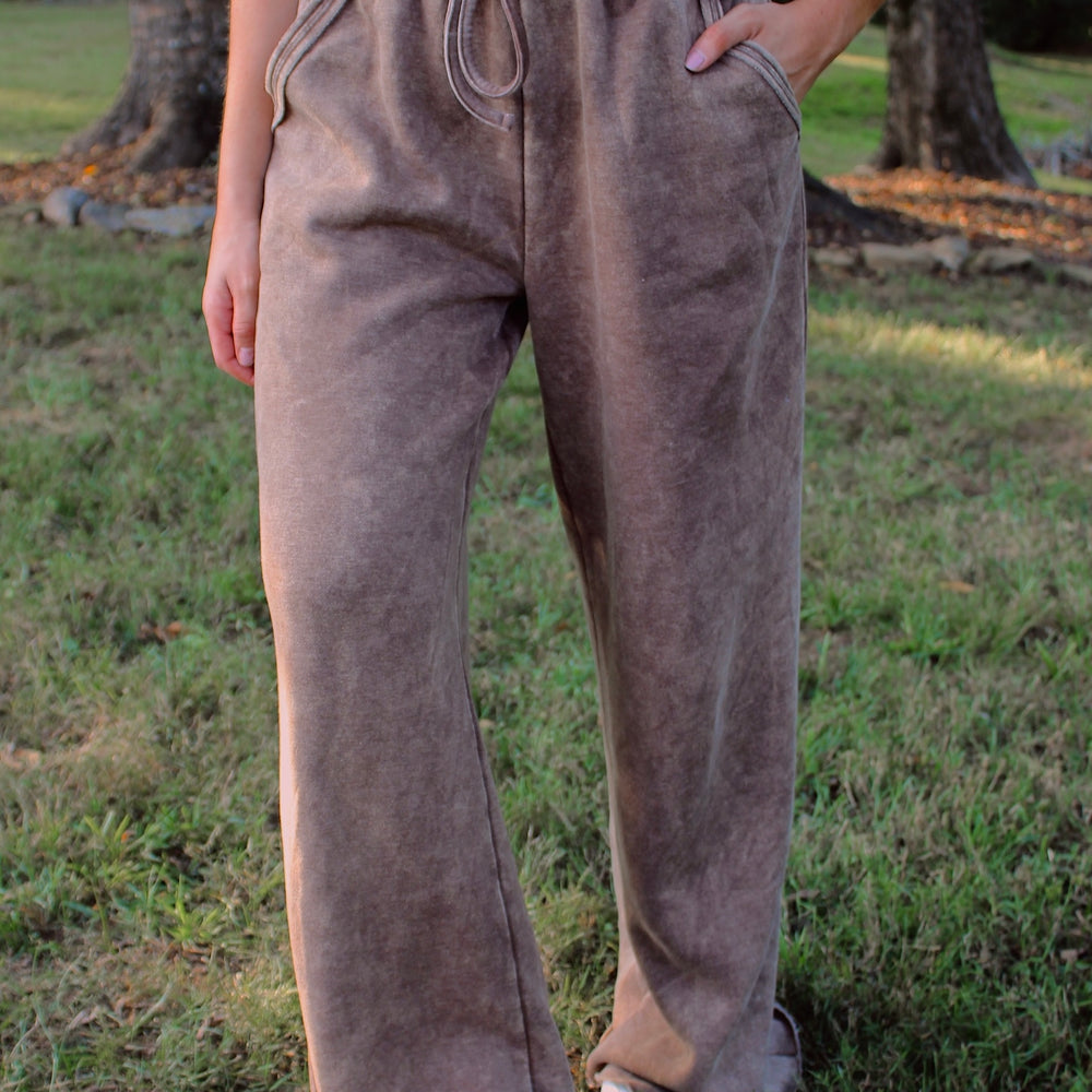 Bradley Wide Leg Lounge Pants - Mocha