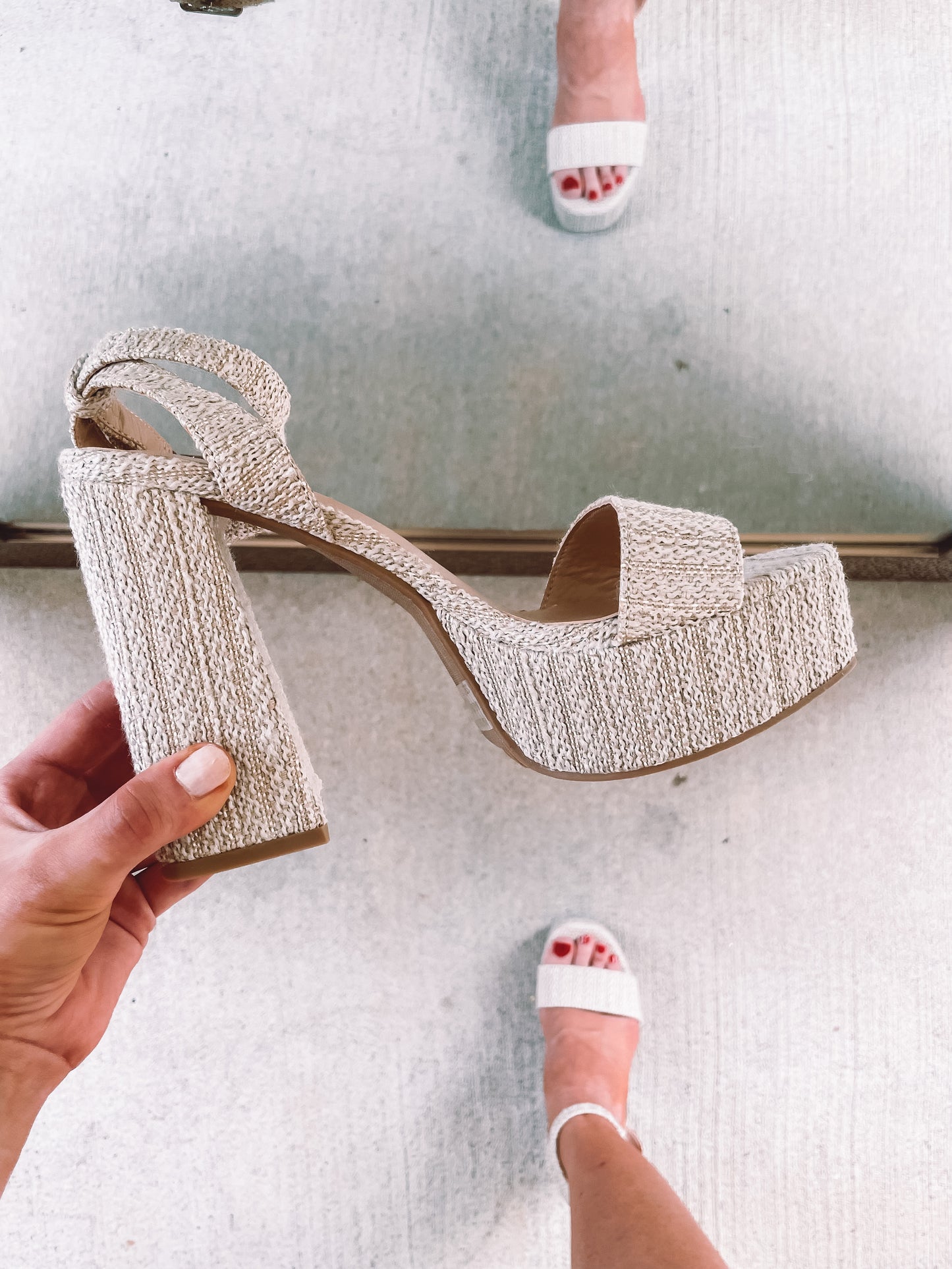 Aisha Raffia Platform Heels