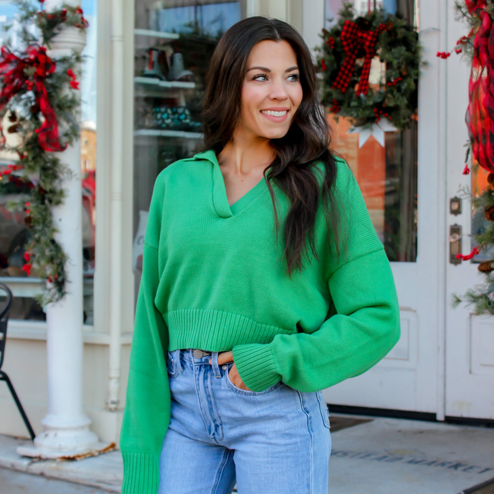 Austin Collared Sweater - Green