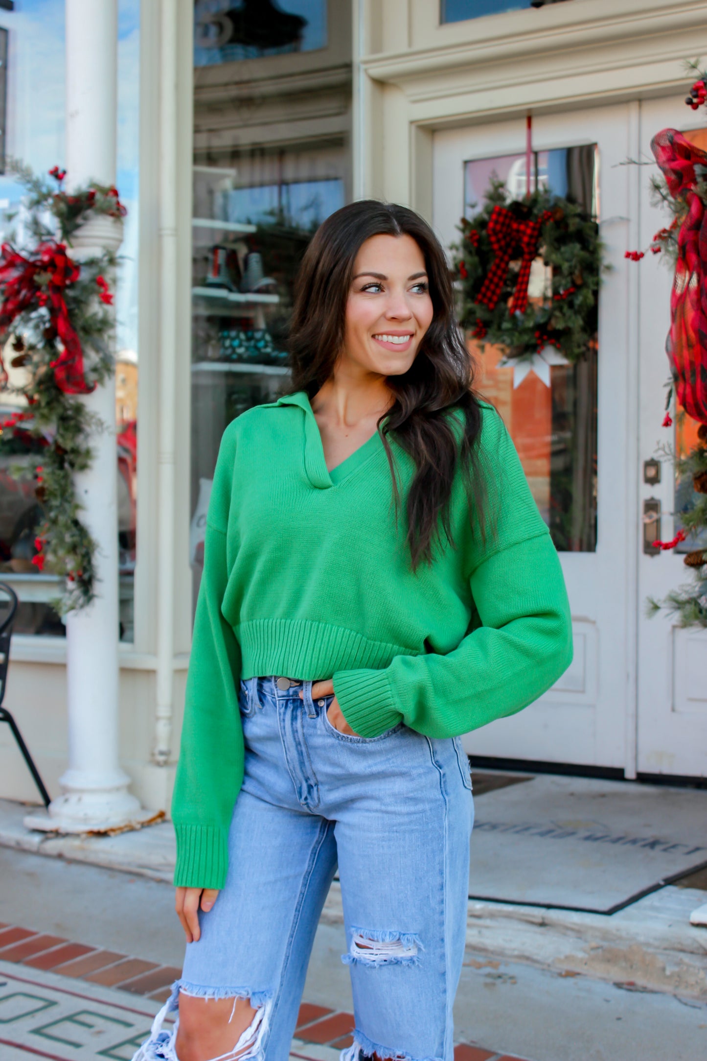 Austin Collared Sweater - Green