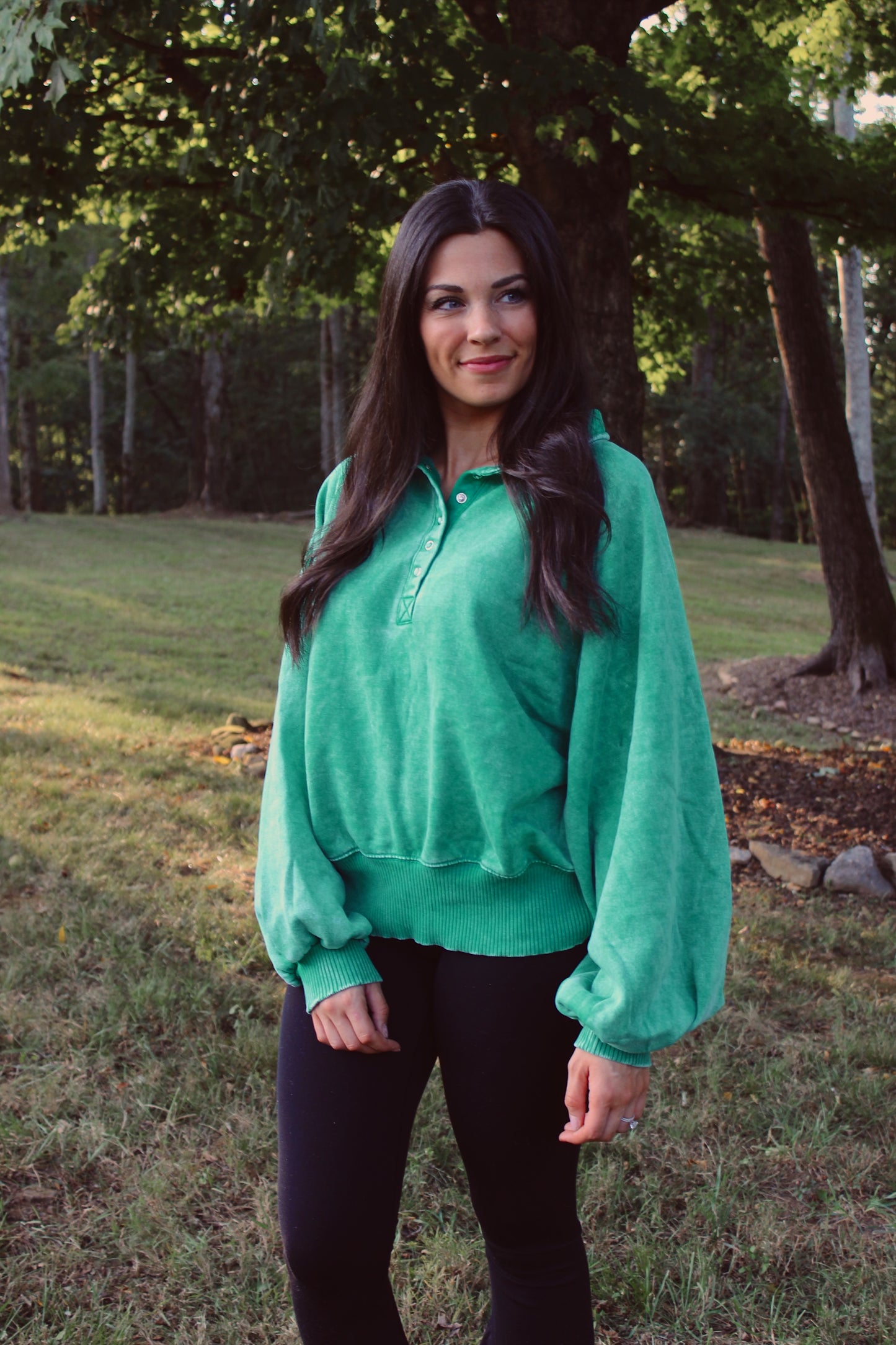 Banks Button Up Pullover - Kelly Green