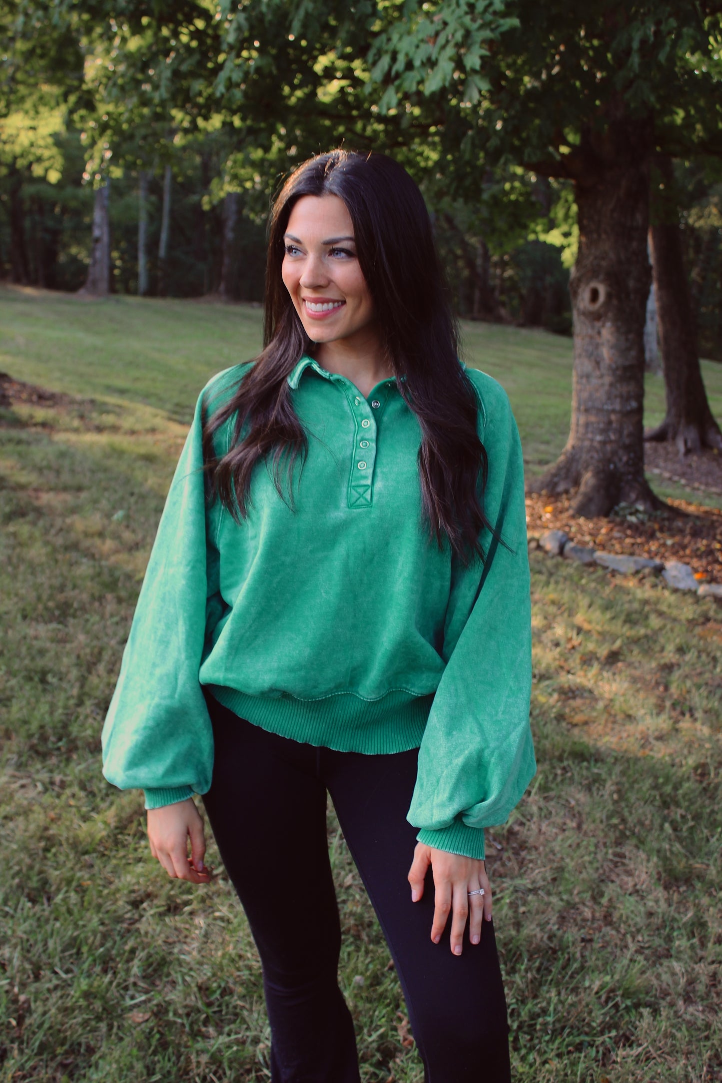 Banks Button Up Pullover - Kelly Green