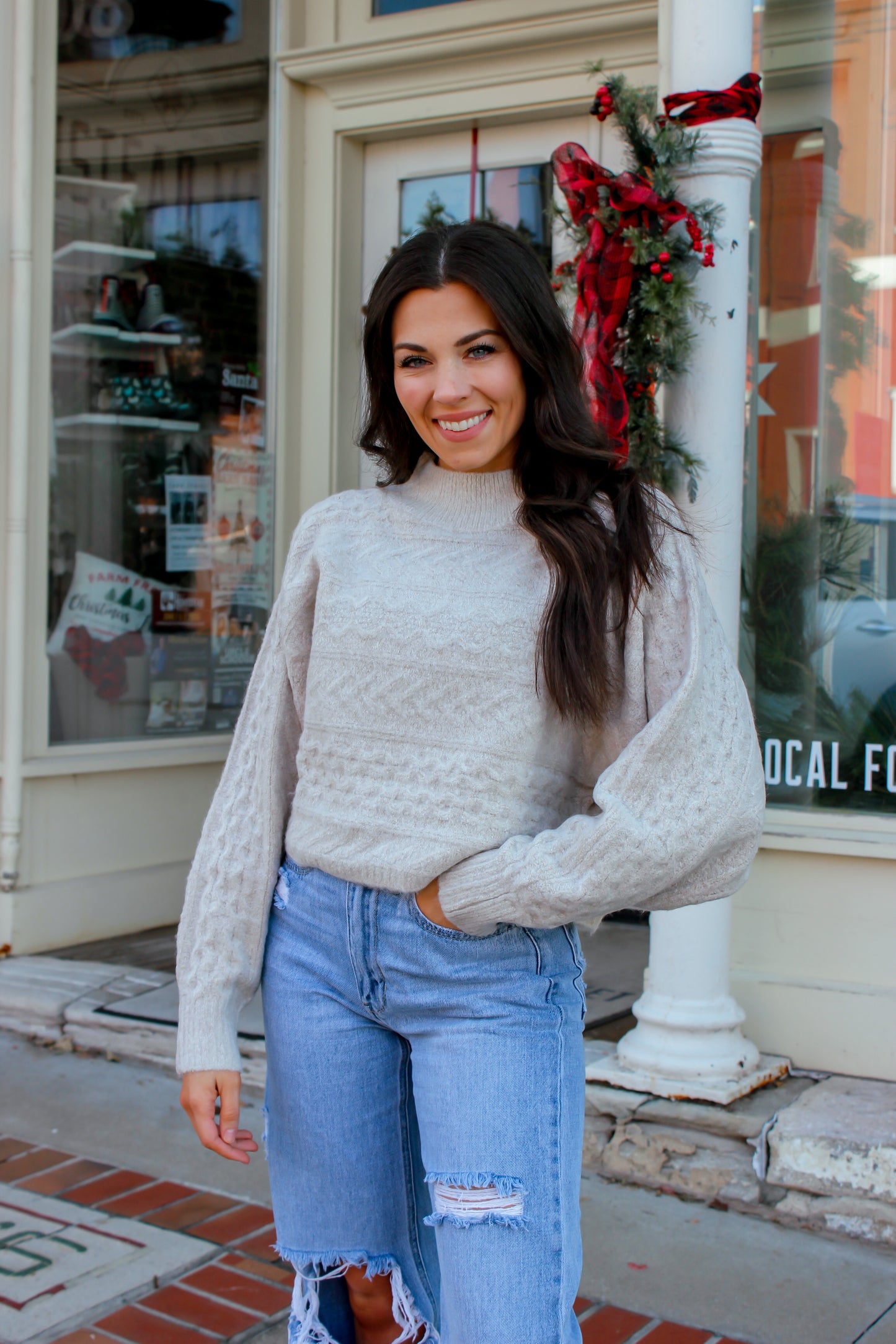 Heather Oat Cropped Sweater