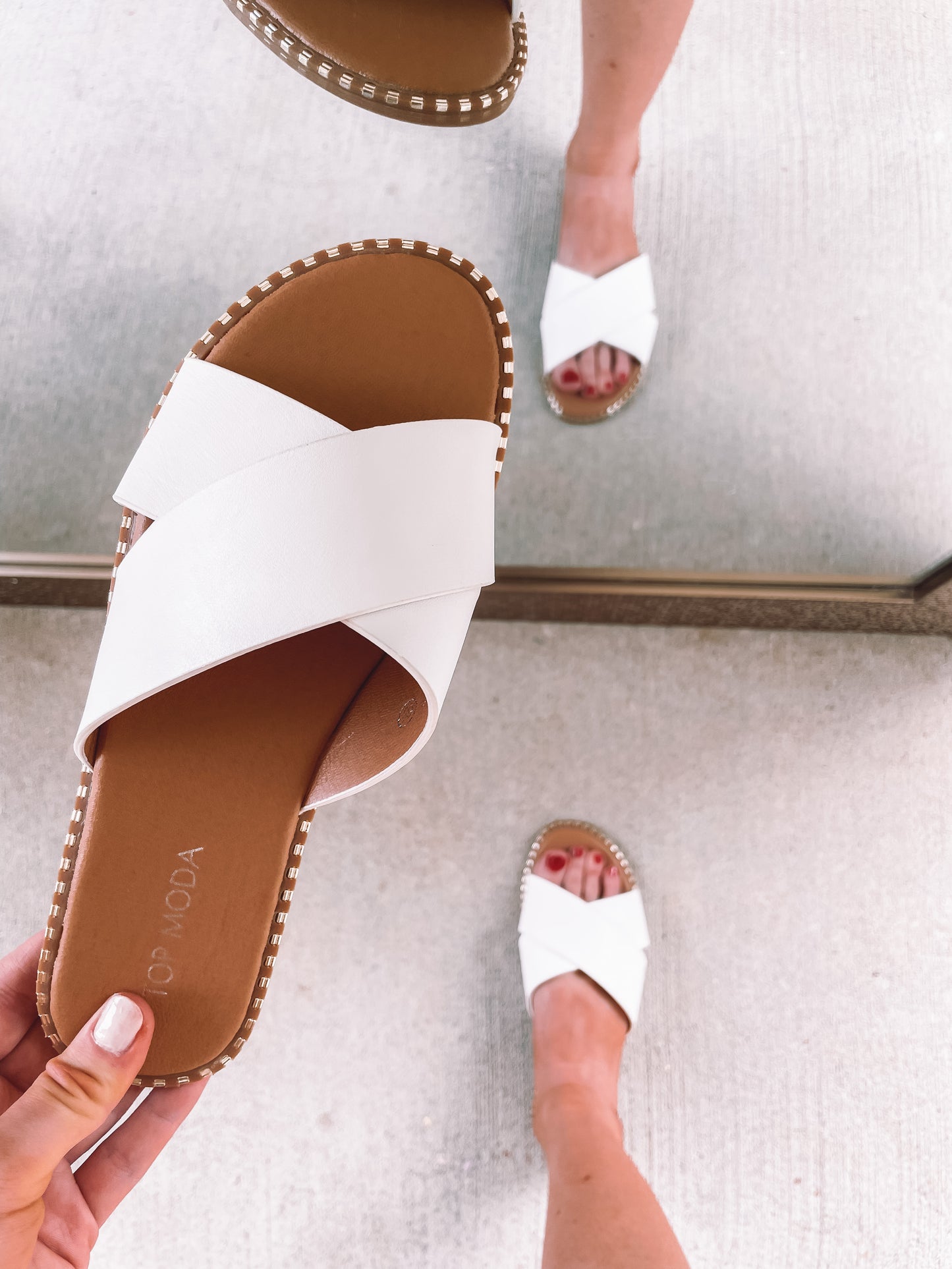 Farrah Slip on Sandal- White