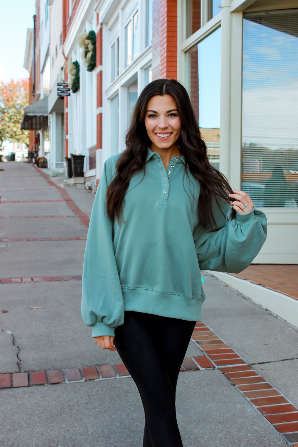 Sage Quarter Snap Pullover