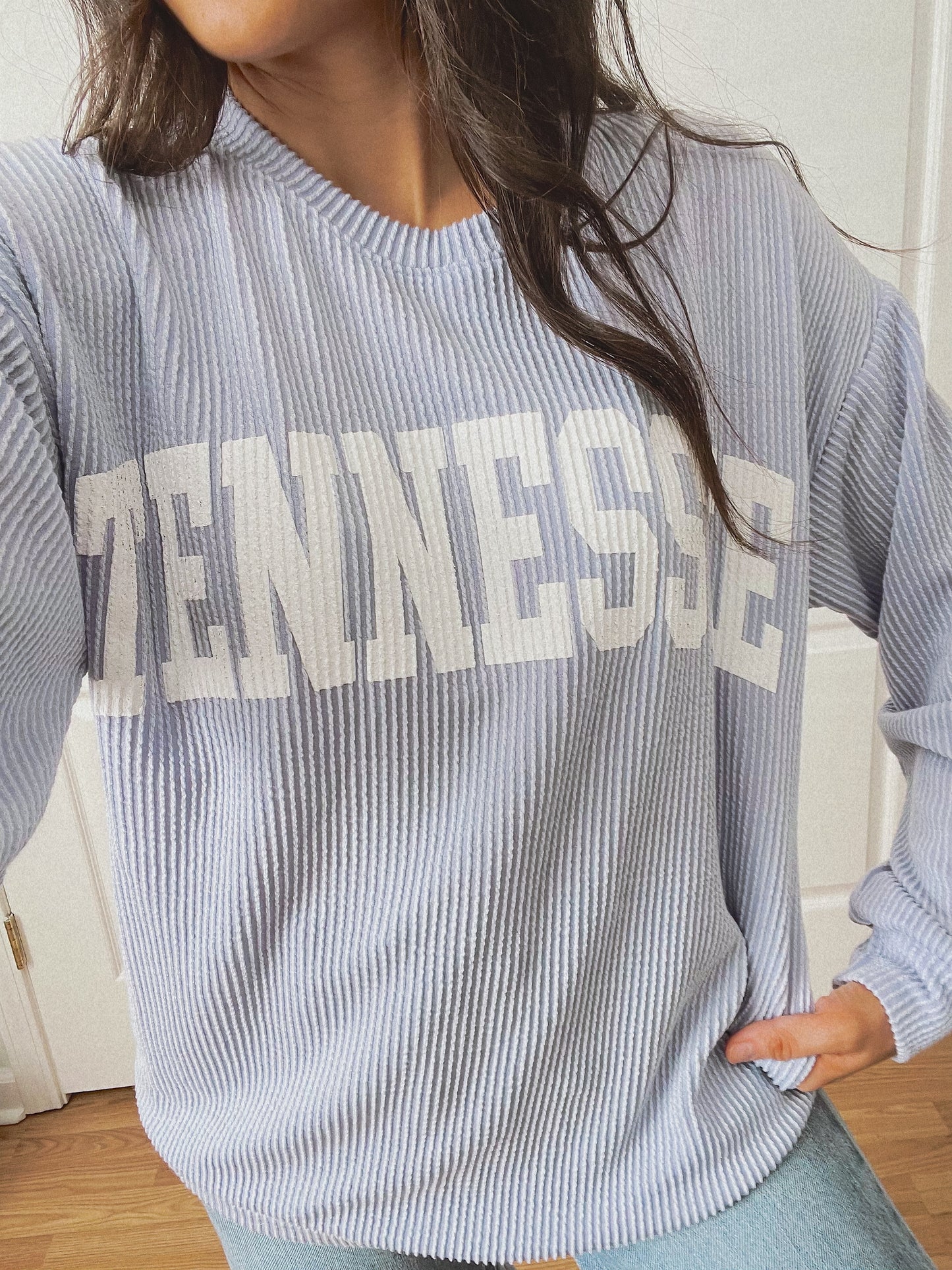 Tennessee Ribbed Crewneck - Oxford Blue