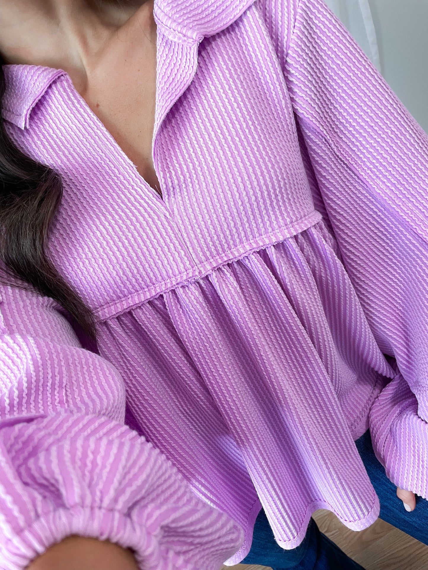 Lilac Pleated Top