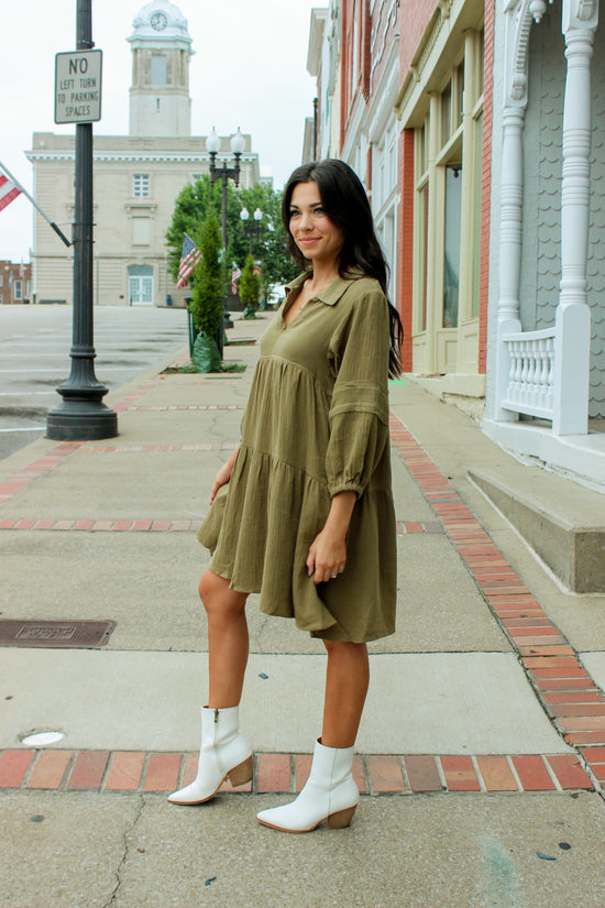 Load image into Gallery viewer, Ally Tiered Dress - Olive
