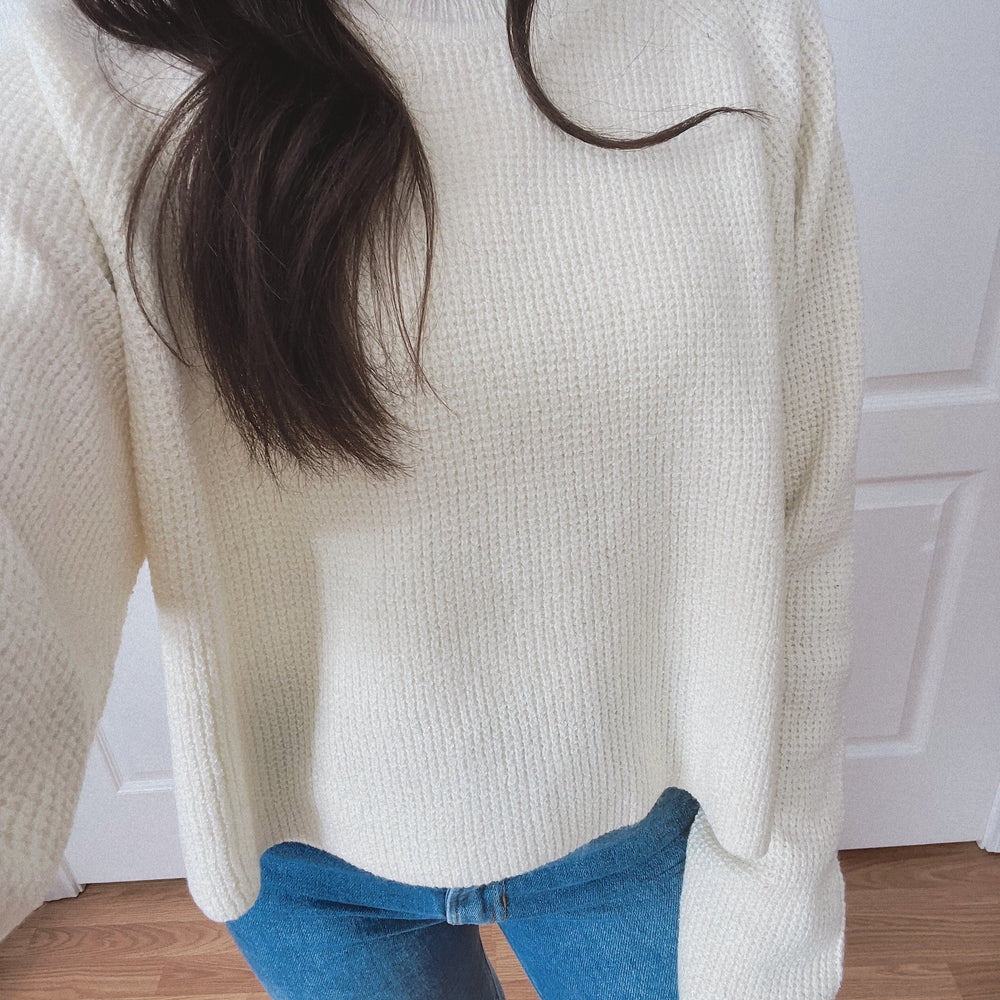 Thea Waffle Knit Sweater - Cream