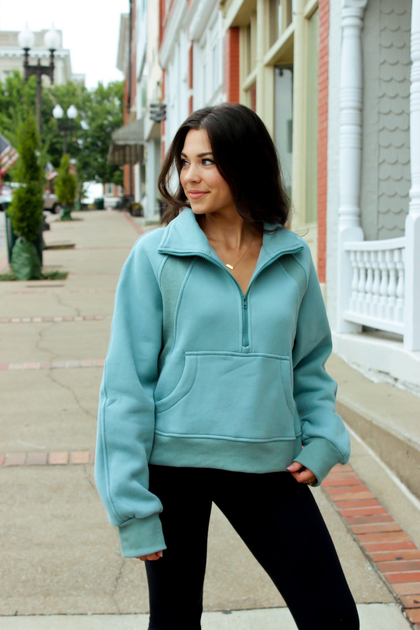 Load image into Gallery viewer, Quarter Zip Pocketed Pullover-Blue
