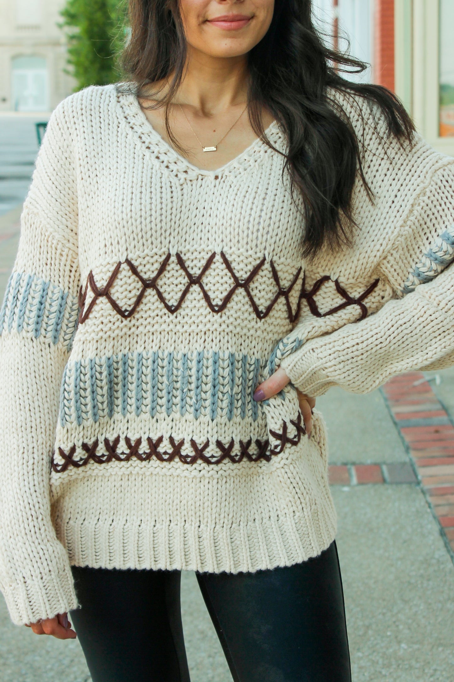 Rylee Oversized Stitch Detail Sweater