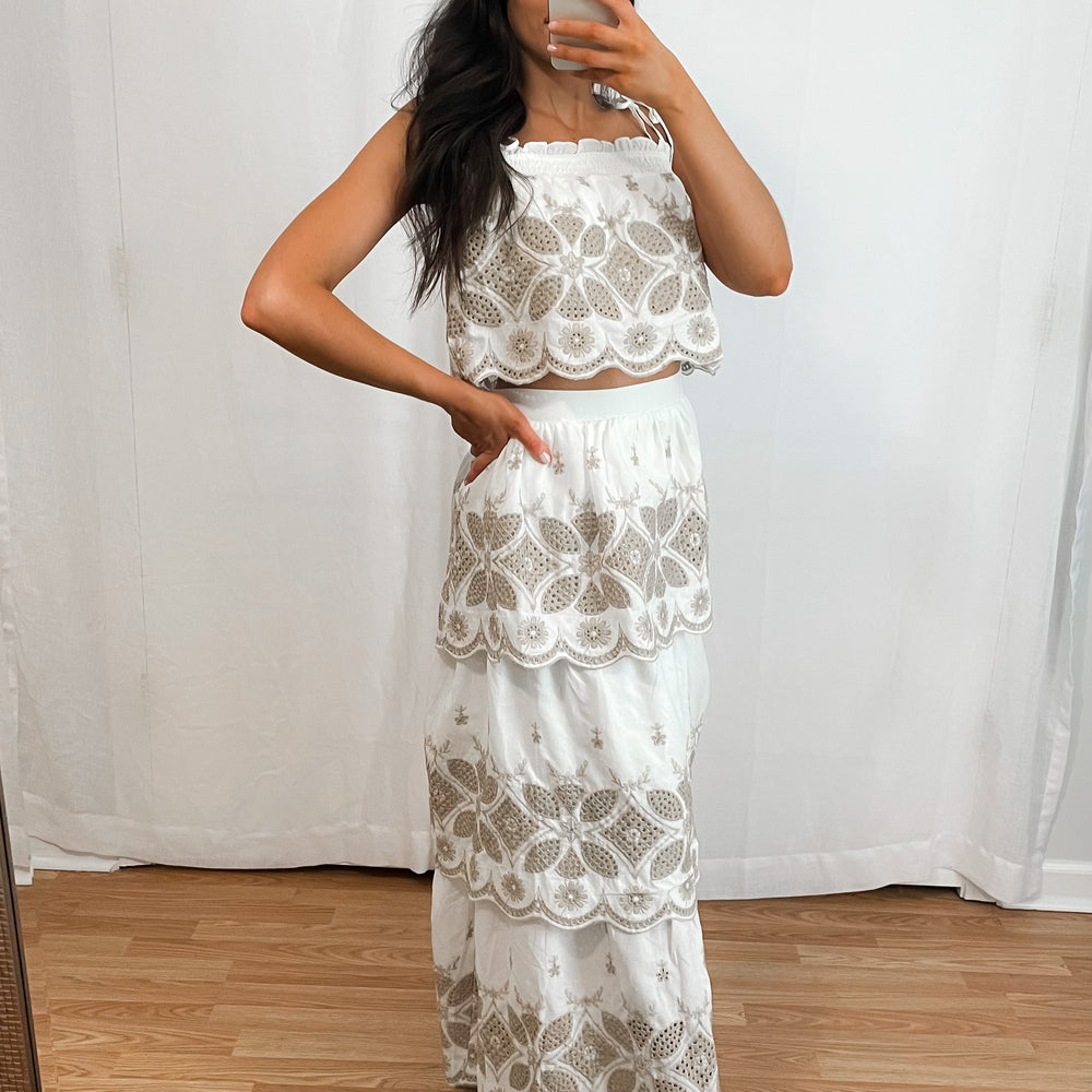 Paradise Embroidered Maxi Set ( FINAL SALE)