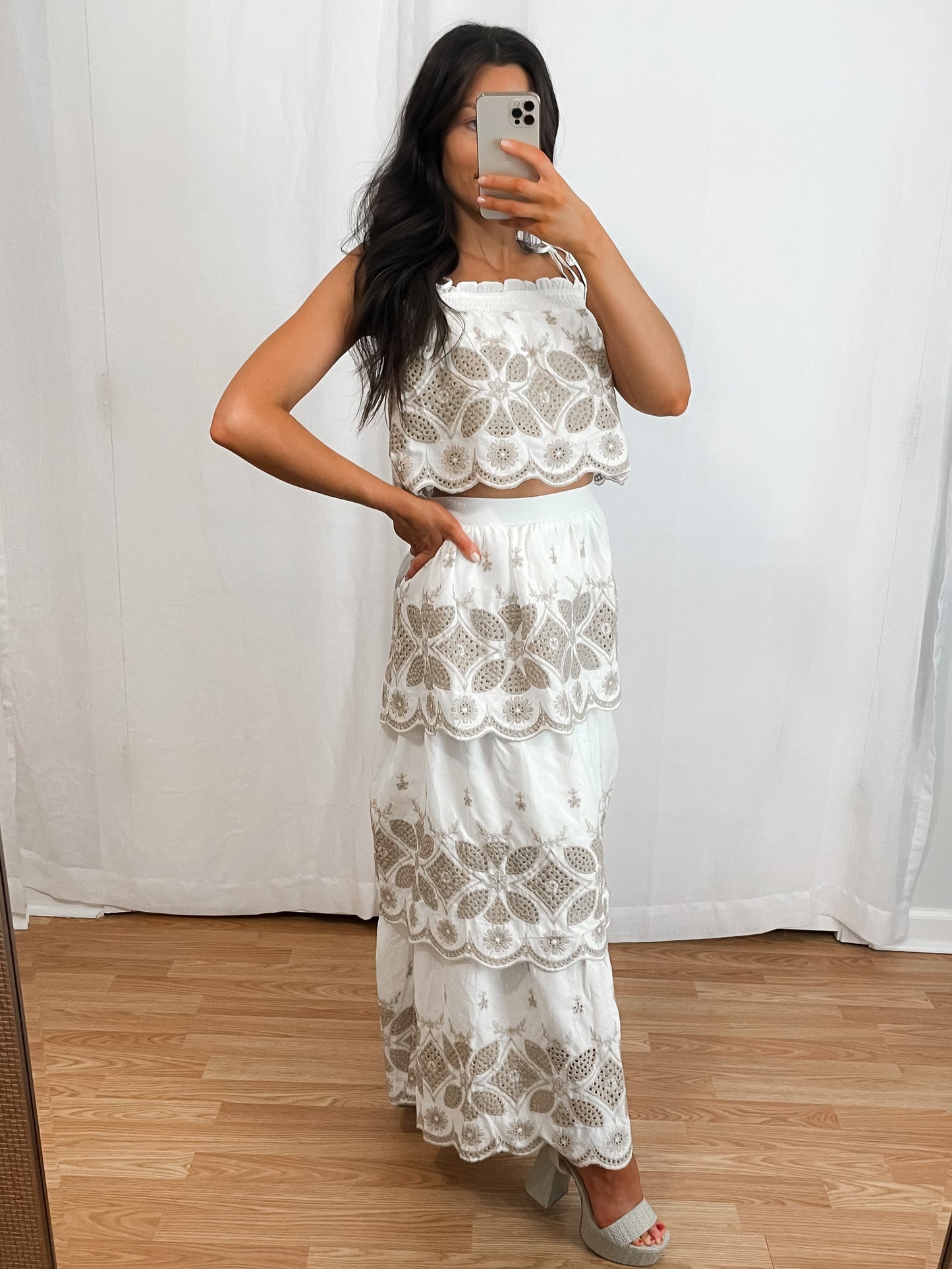 Paradise Embroidered Maxi Set ( FINAL SALE)