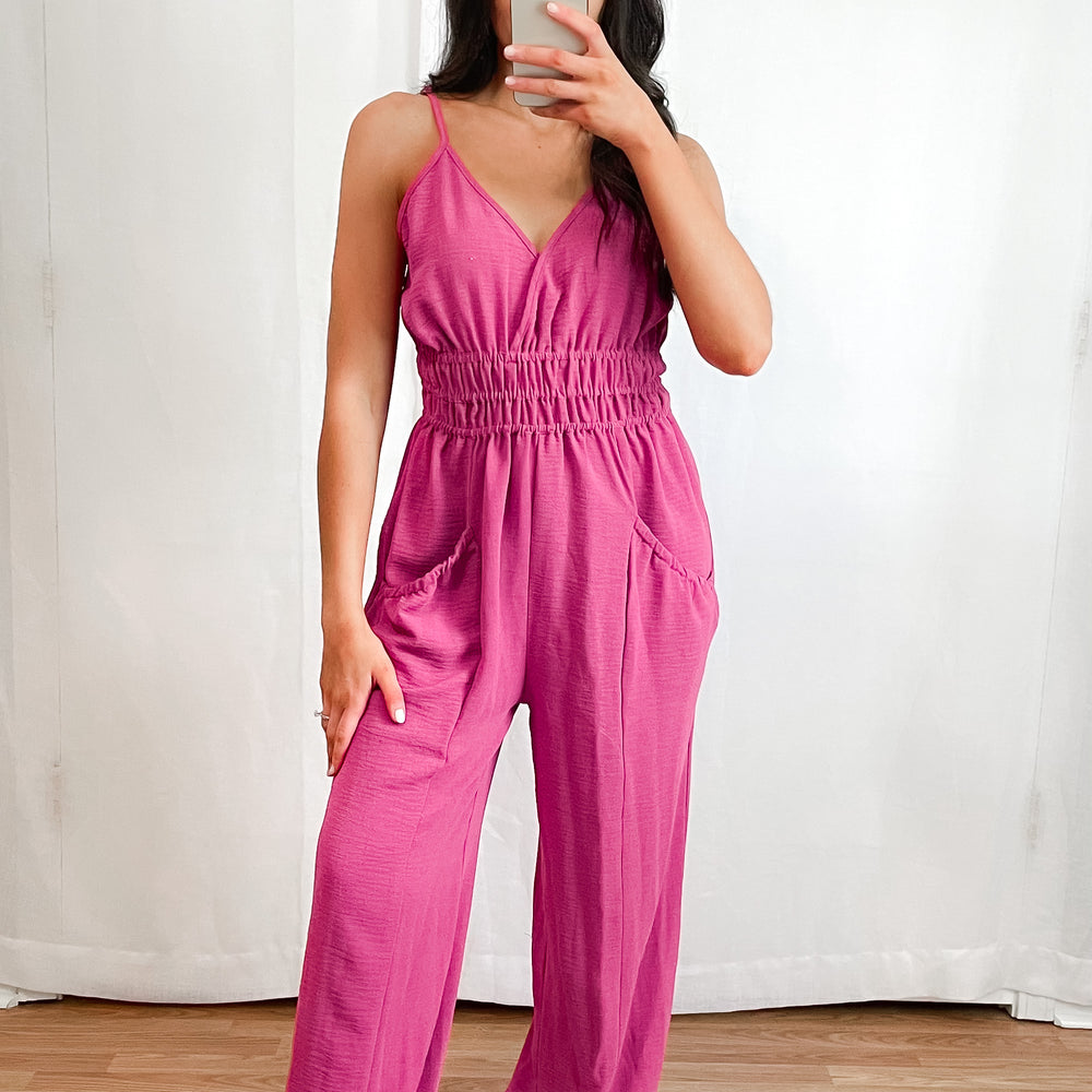 Julie Smocked Jumpsuit - Mauve