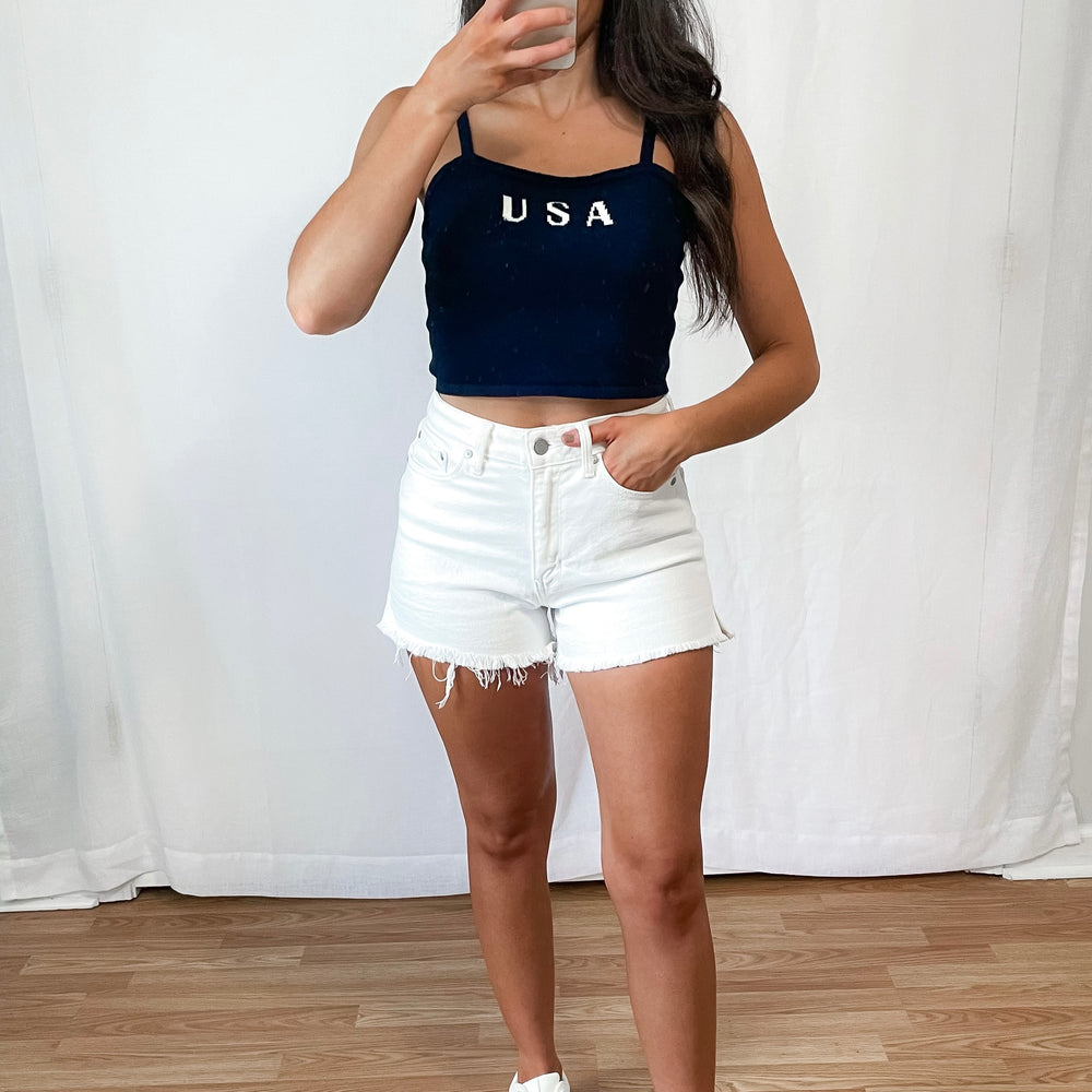 USA Knit Tank Top- Navy