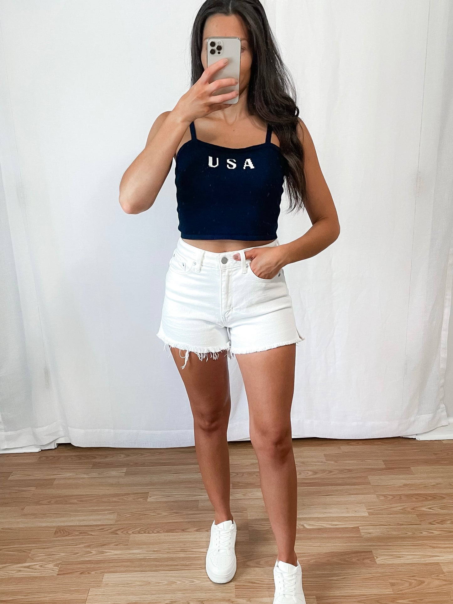 USA Knit Tank Top- Navy