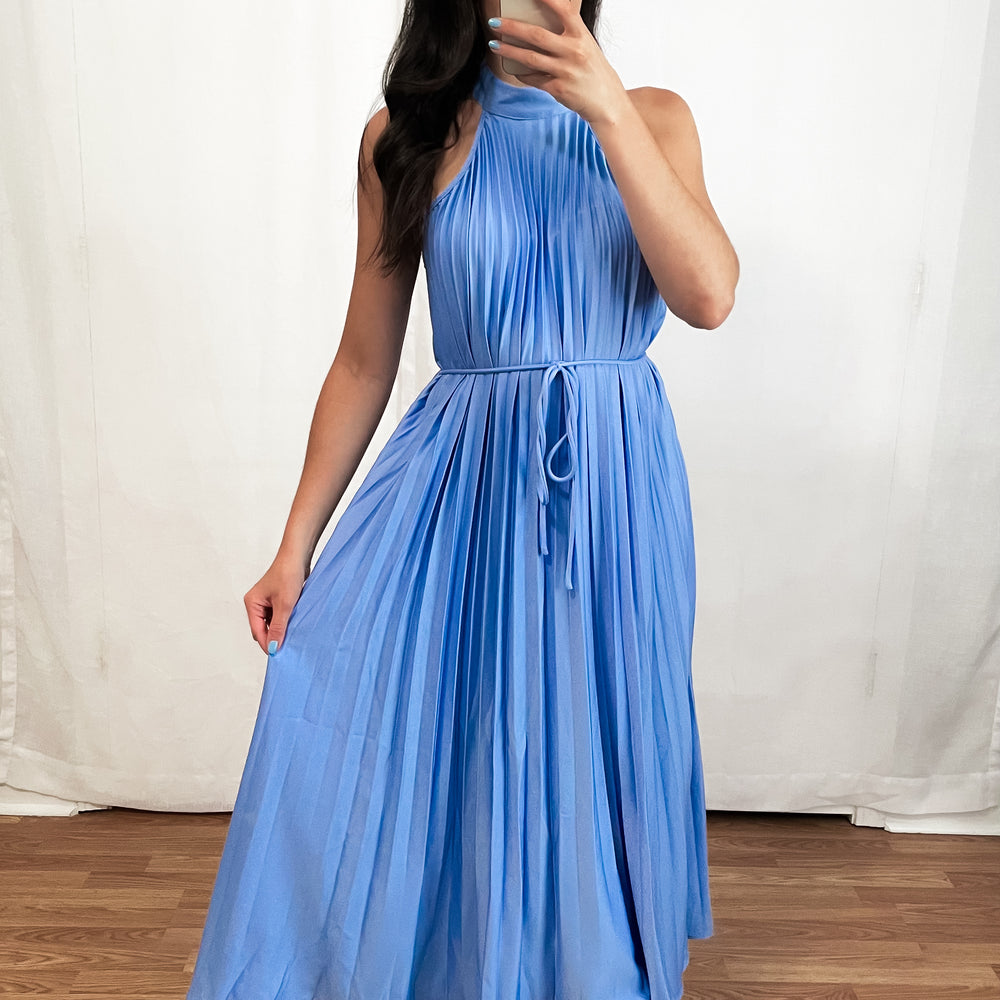 
                      
                        Raya Pleated Halter Neck Midi Dress (FINAL SALE)
                      
                    