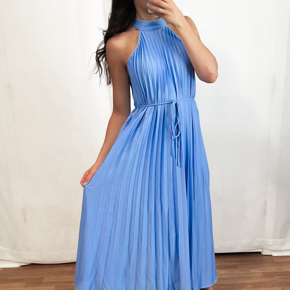 
                      
                        Raya Pleated Halter Neck Midi Dress (FINAL SALE)
                      
                    