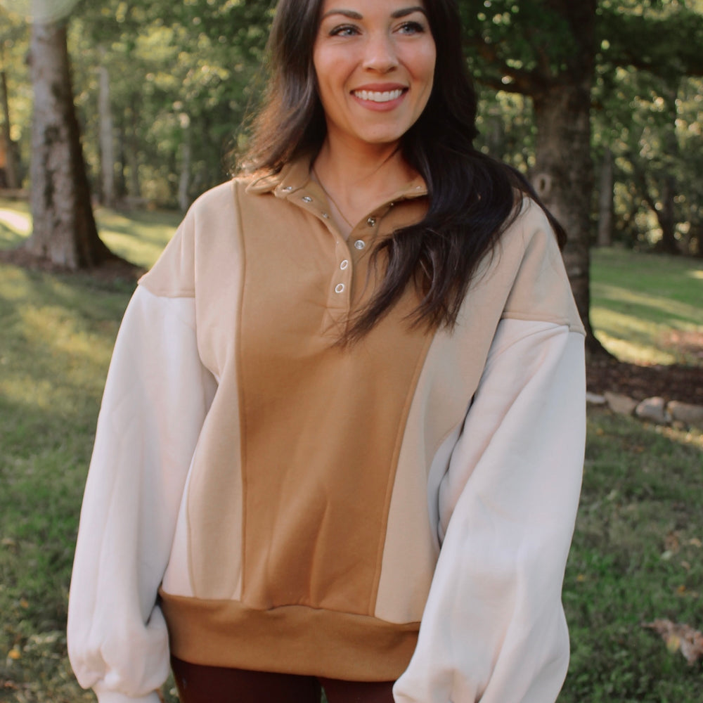 
                      
                        Luxe Colorblock Pullover - Taupe
                      
                    