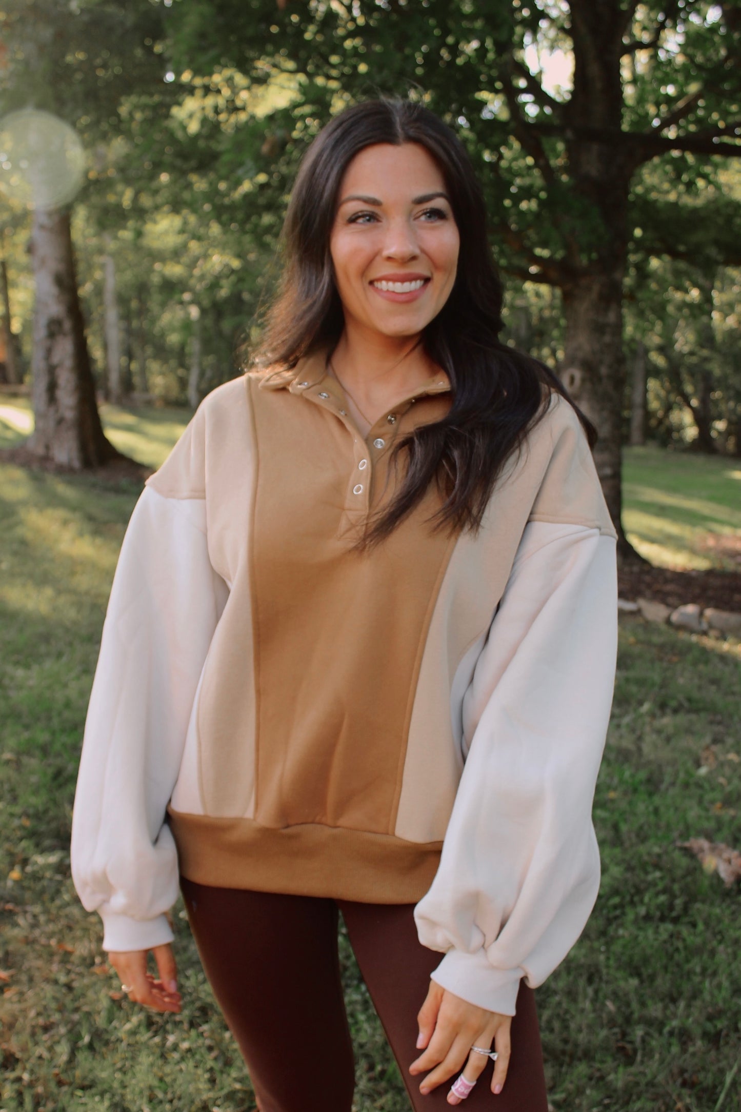 Luxe Colorblock Pullover - Taupe