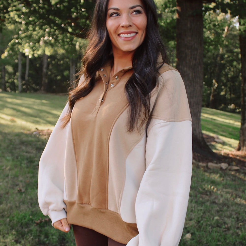 
                      
                        Luxe Colorblock Pullover - Taupe
                      
                    