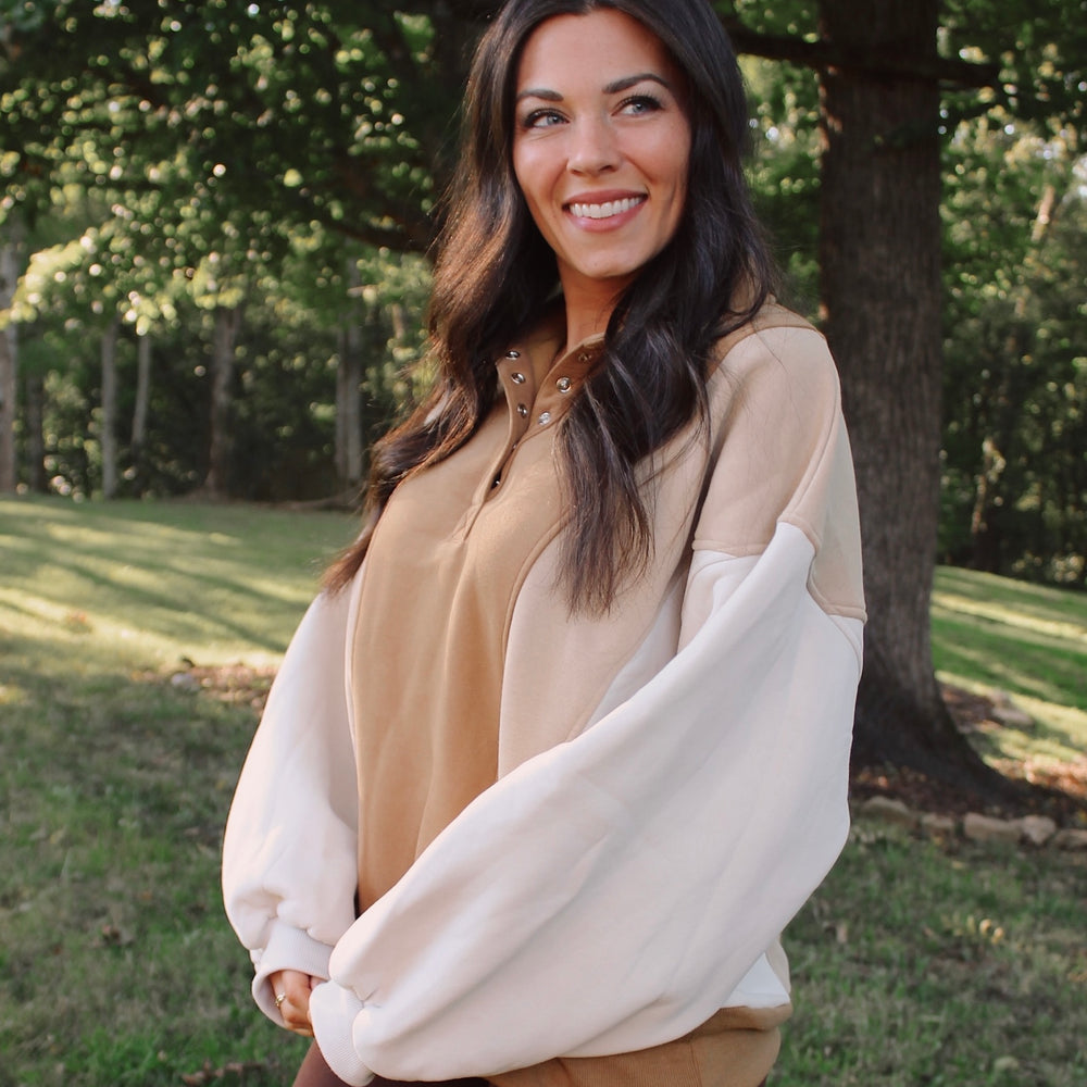 
                      
                        Luxe Colorblock Pullover - Taupe
                      
                    