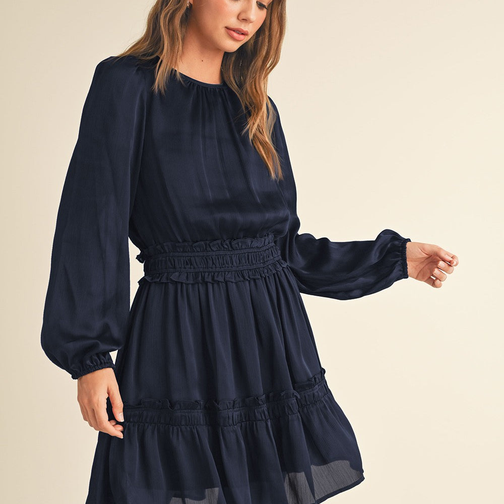 Midnight Blue Satin Dress