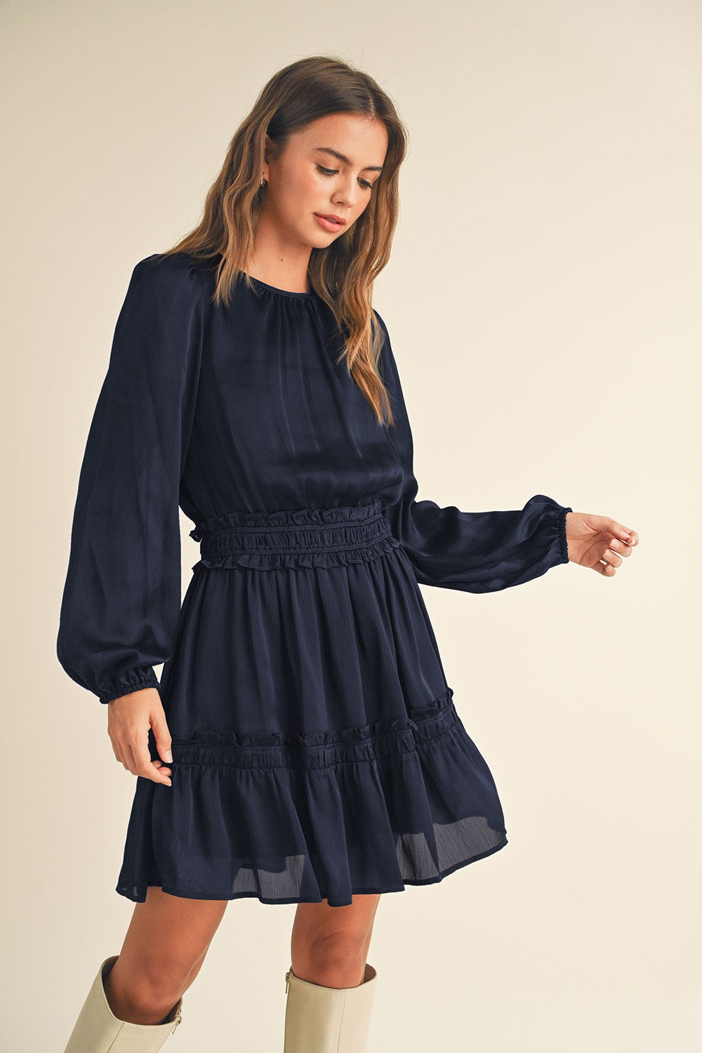 Midnight Blue Satin Dress