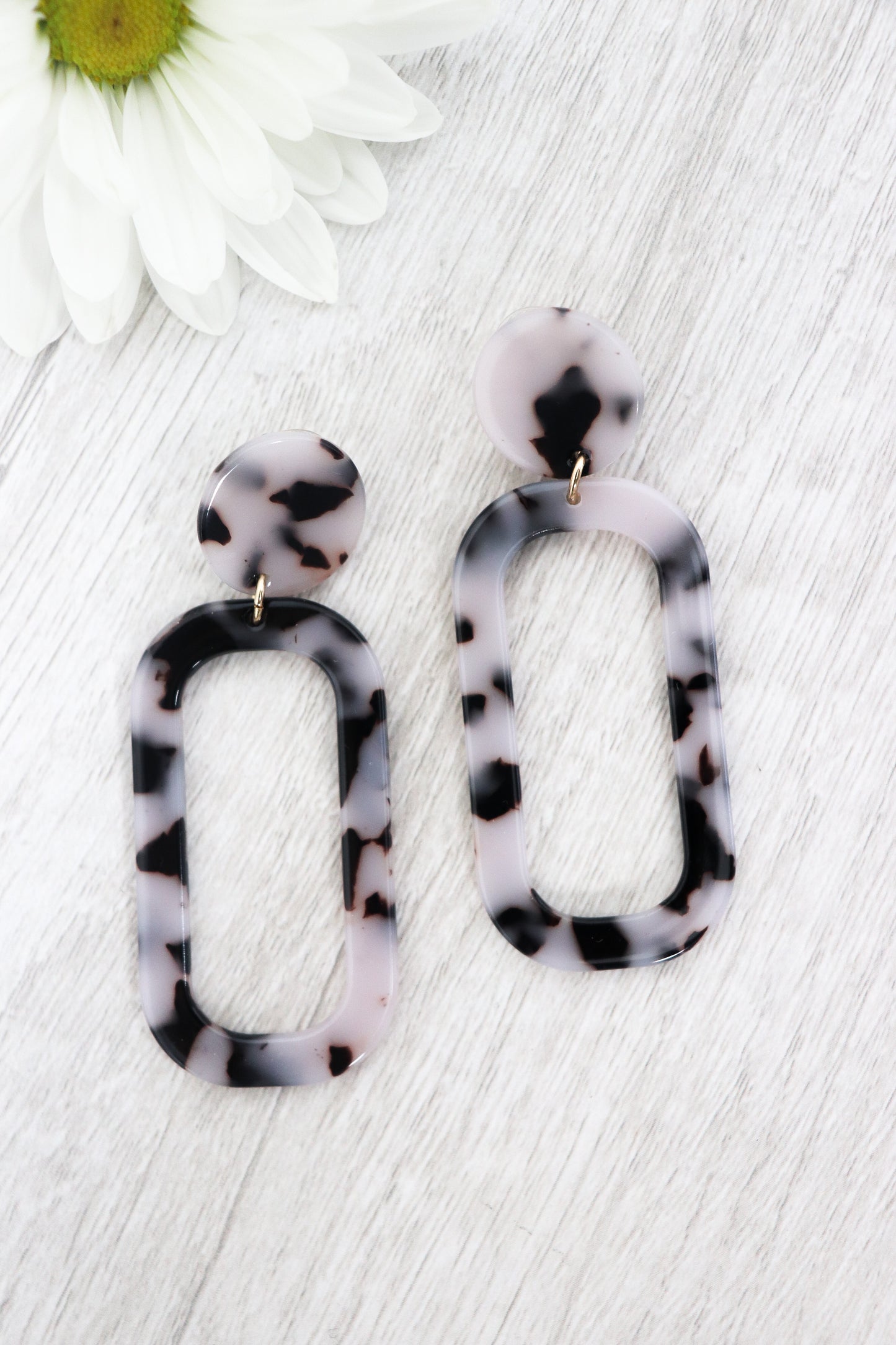 Lucite Hoop Earrings- Black & White