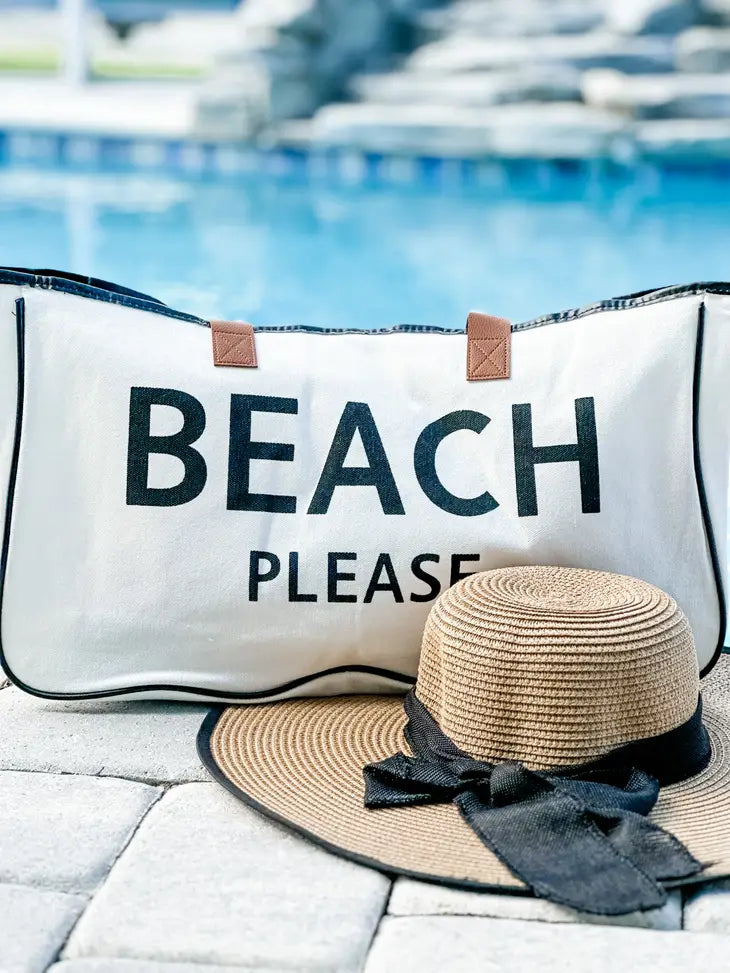 "Beach Please" Canvas Tote Bag