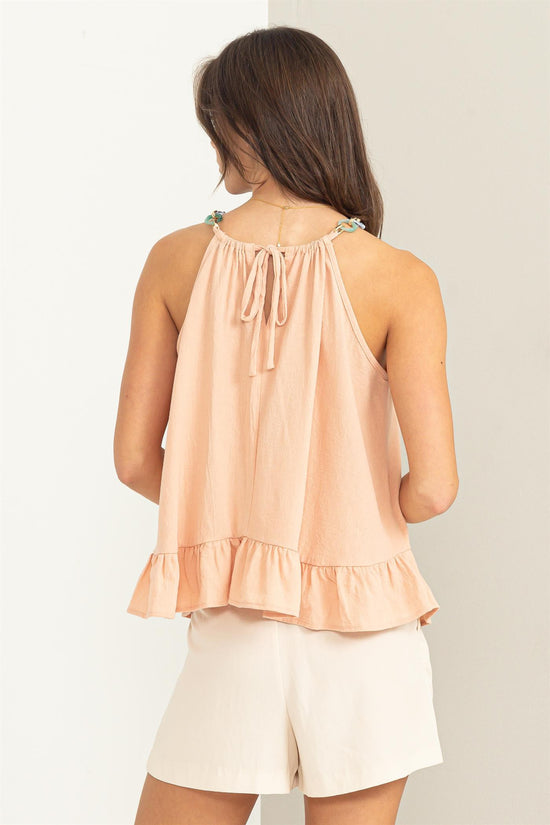Multicolored Marbled Chain Top- Blush