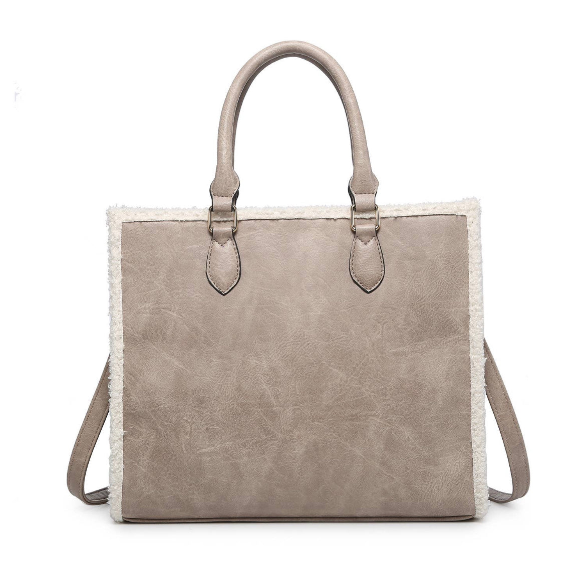Load image into Gallery viewer, All the Feels Sherpa Trim Tote - Grey
