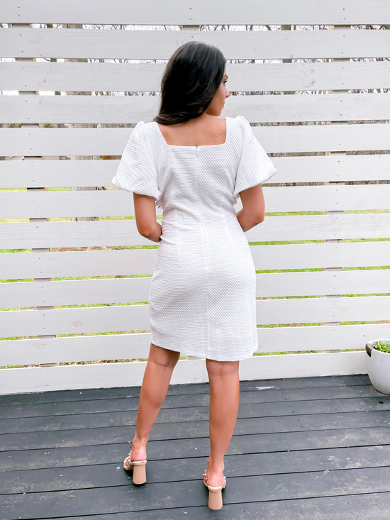Madison Puff Sleeve Dress - White